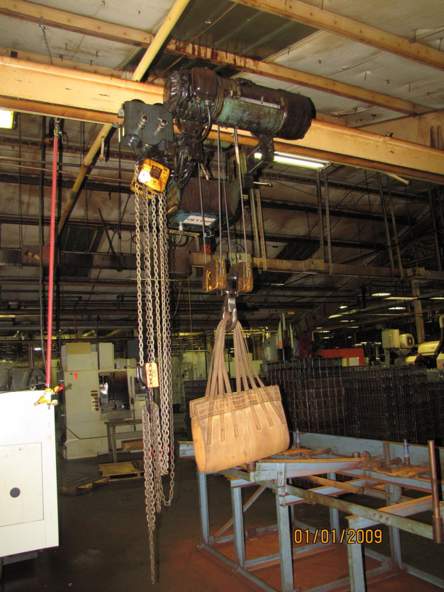 3-Ton Electric Cable Hoist with Remote Control & Approx. 300 ft. Long 6,000 lb. Capacity Monorail (