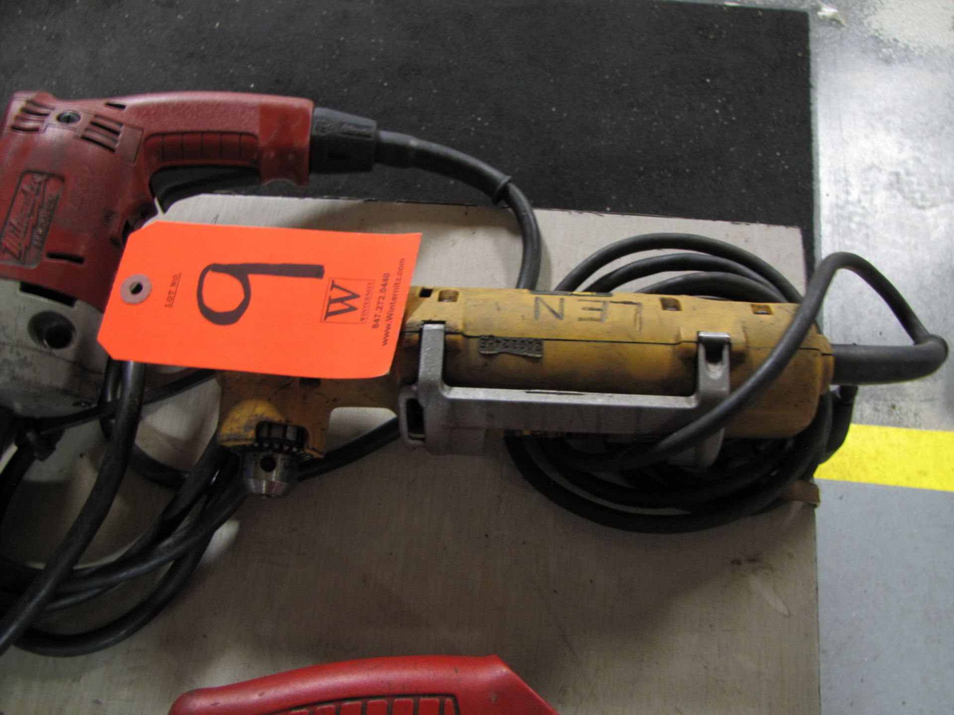 Lot - (2) Electric Angle Drills, (1) 1/2 in. Milwaukee, (1) DeWalt Model DW160 3/8 in. Right Angle - Image 3 of 3