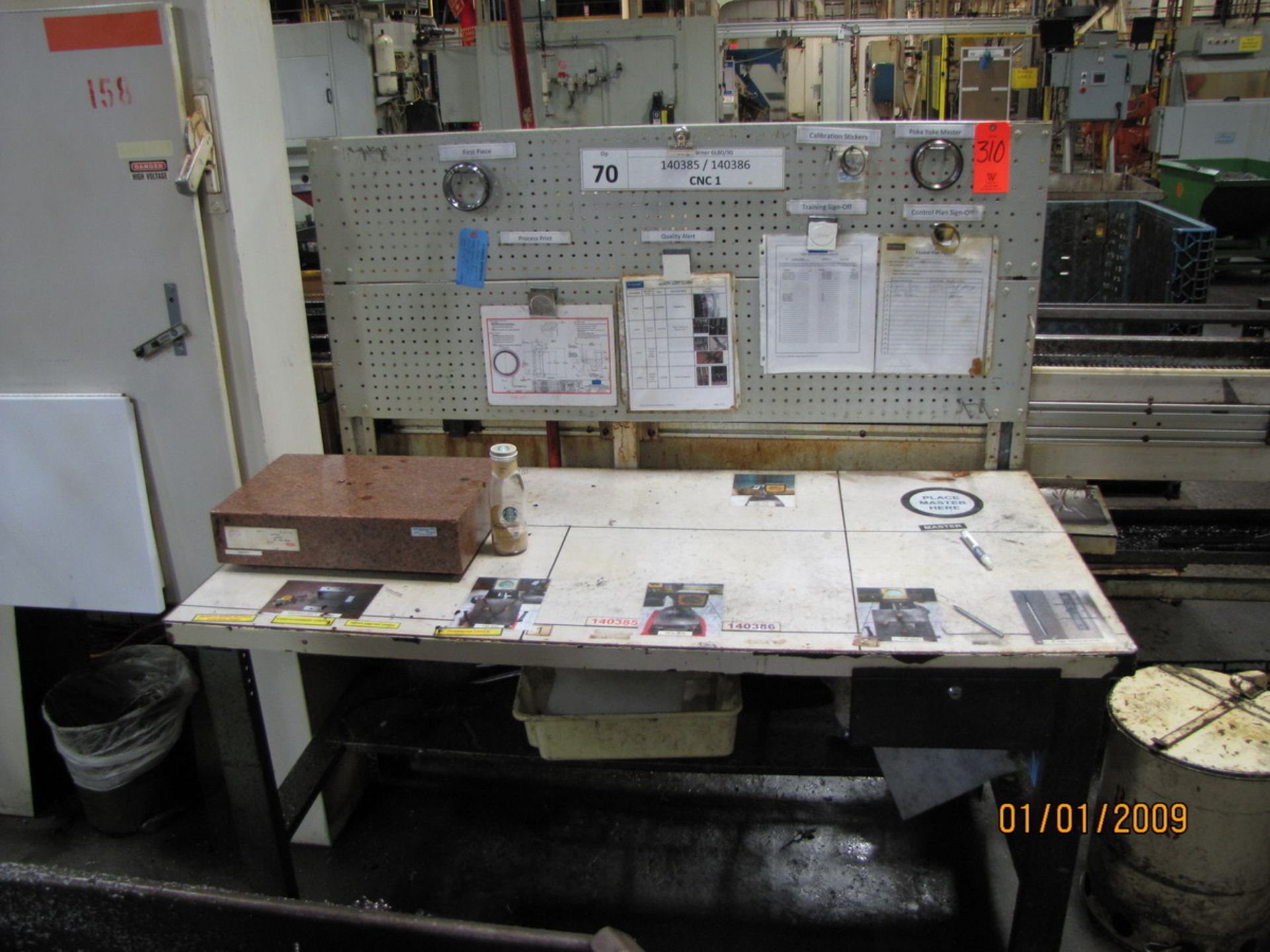 Wood Top Work Bench with Starrett 18 in. x 12 in Granite Surface Plate (Plant #1)