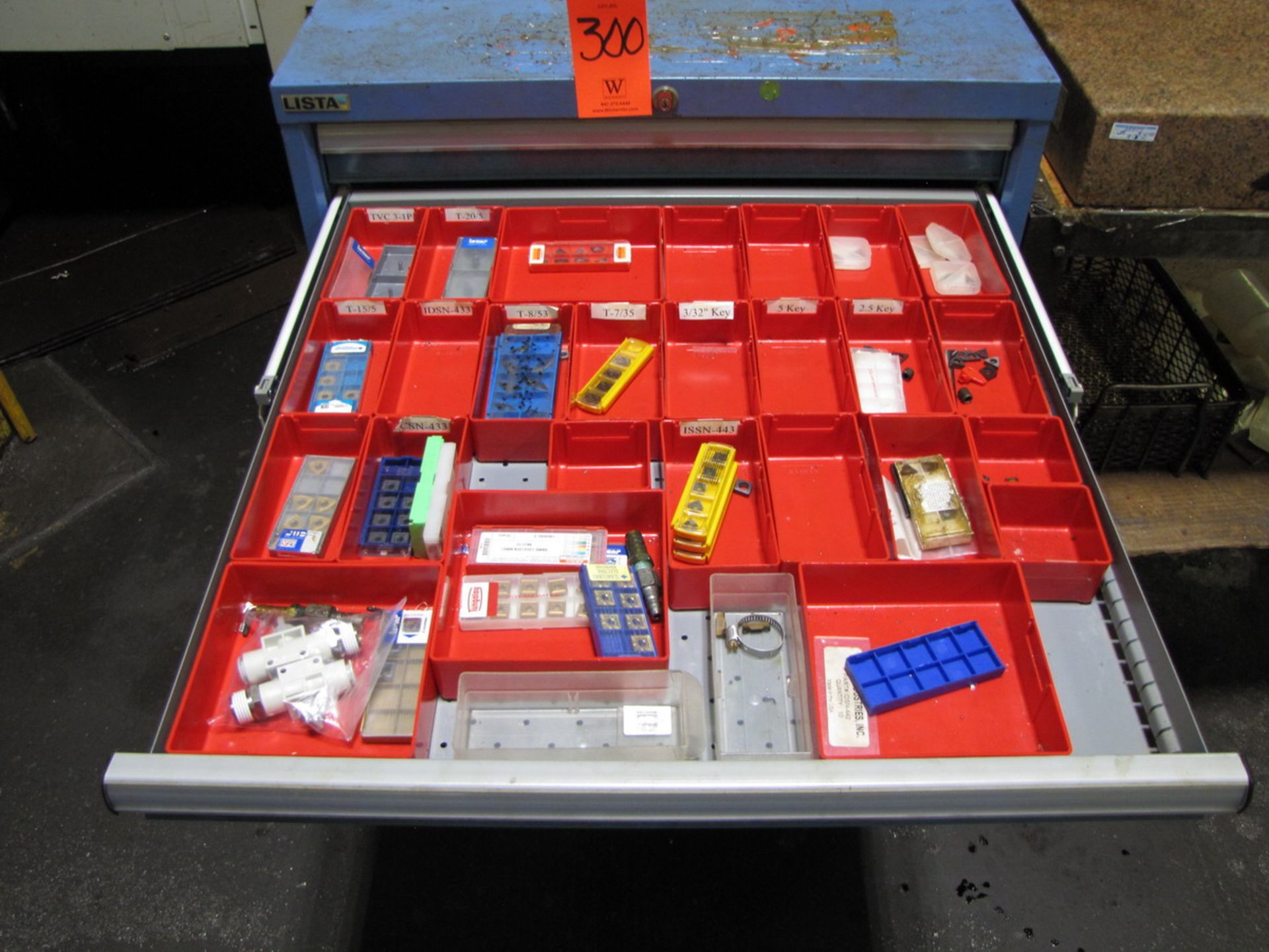 Lista 10-Drawer Heavy Duty Parts Cabinet with Contents of Set Screws, Carbide Inserts, Endmills, - Image 3 of 10