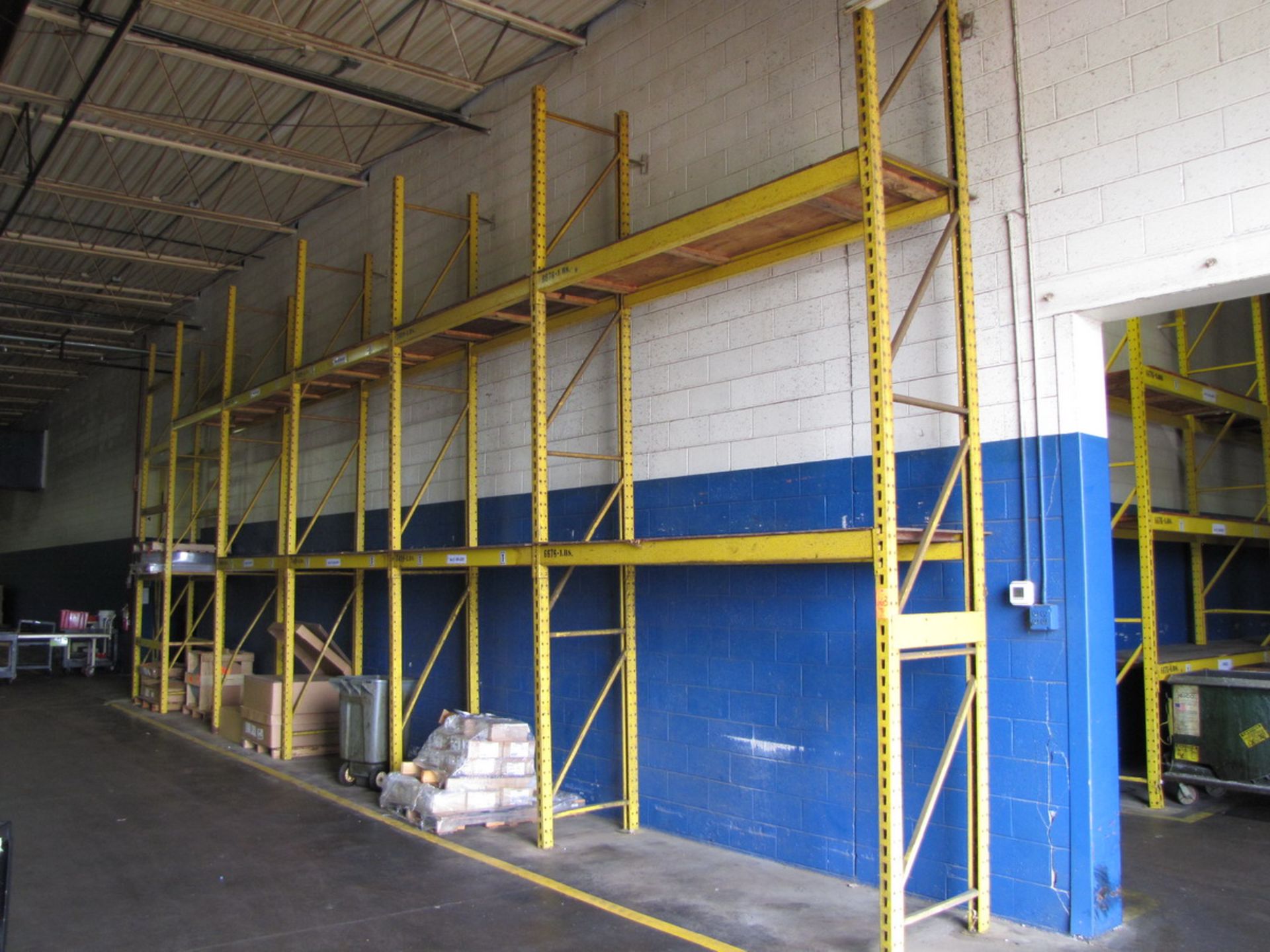 Lot - (6) Sections of Pallet Racking to Include: (7) 18' Uprights, (19) 6' Horizontals, (10) 4'