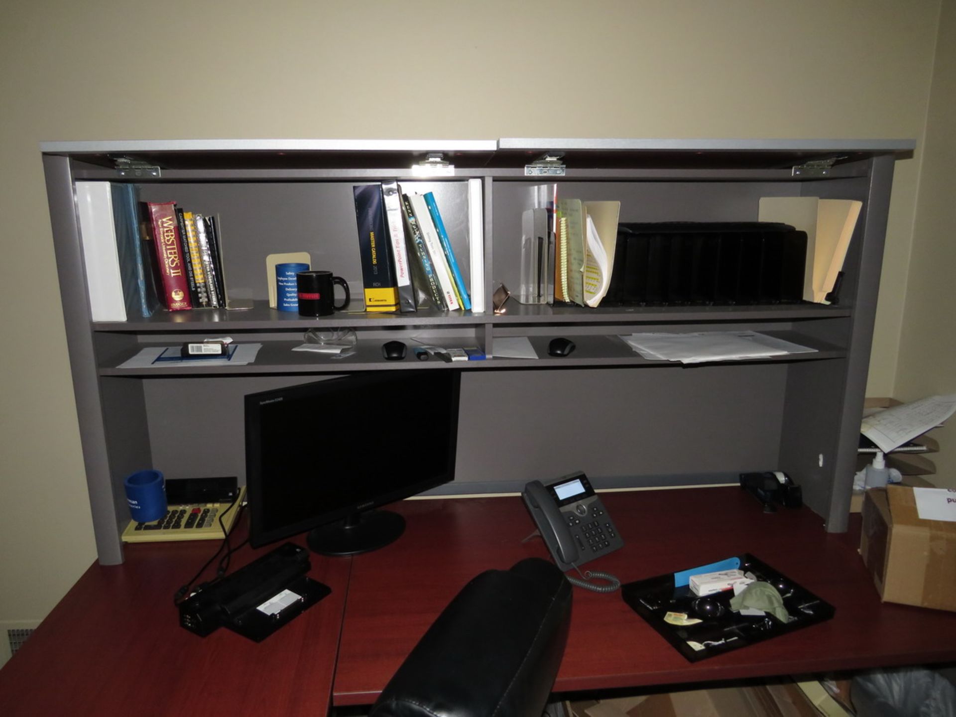 Contents of Office to Include: L-Shaped Desk, 2-Door Metal Horizontal Filing Cabinet, Assorted - Image 2 of 3