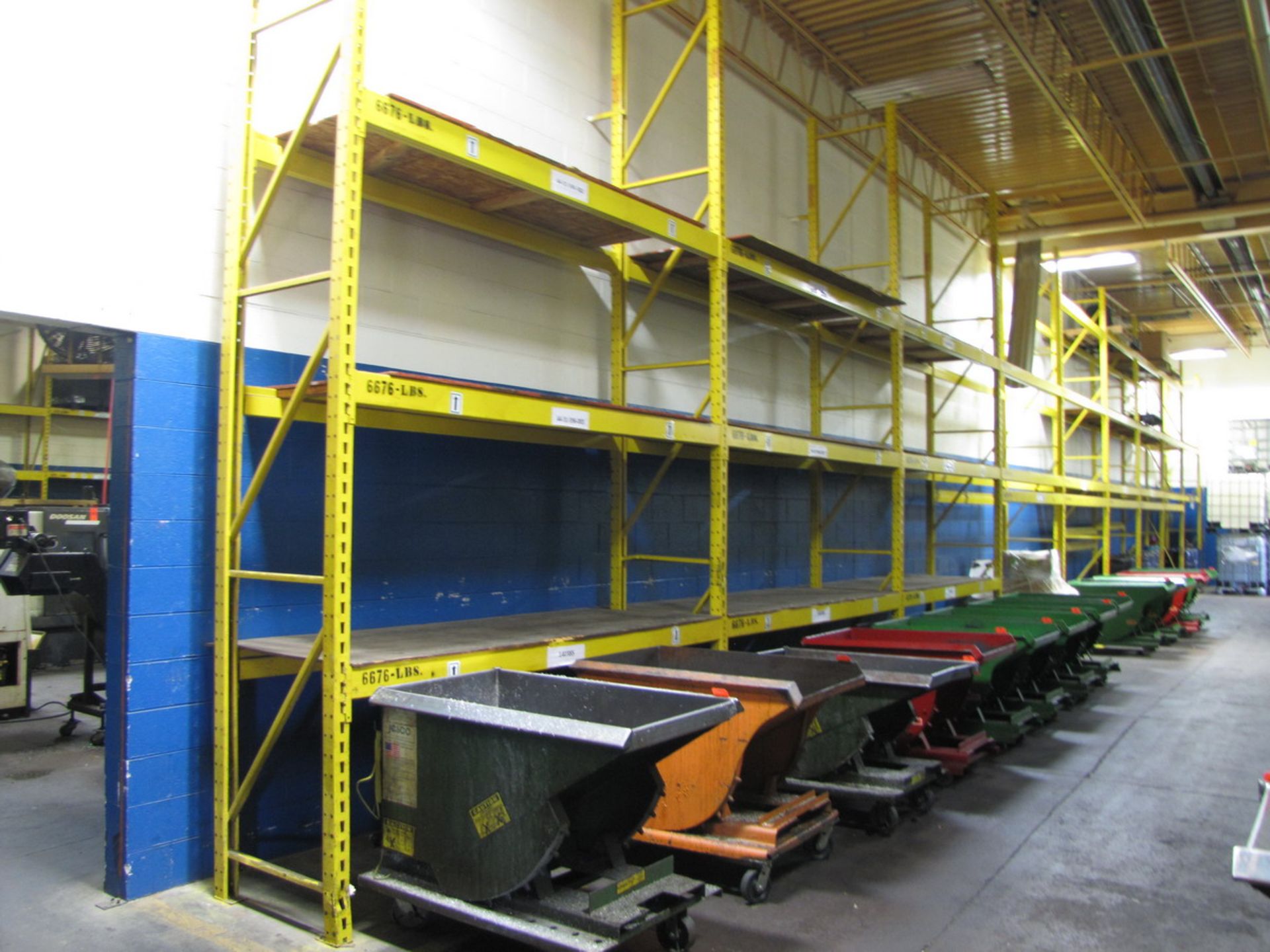 Sections of Pallet Racking to Include: (16) 18' Uprights, (88) 8' Horizontals, with Wooden