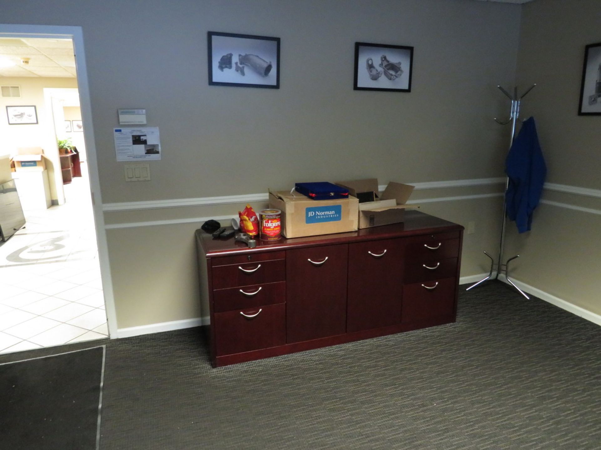 Contents of Office to Include: U-Shaped Wooden Desk, (2) Wood Hutches, Assorted Chairs (Plant #1) - Image 2 of 2