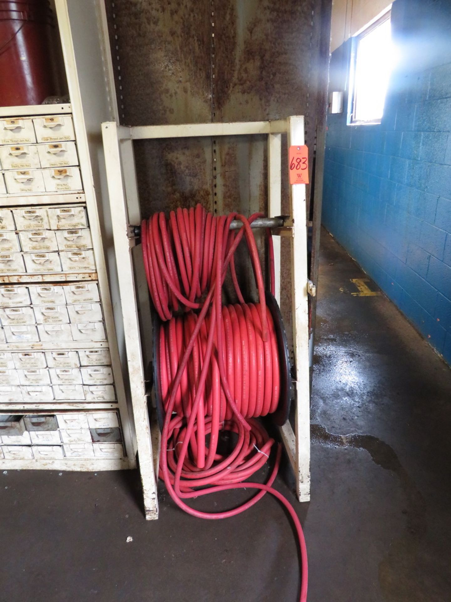 Metal Hose Reel Stand with 1/2" Pneumatic Hose, 3/4" Pneumatic Hose (Plant #1)