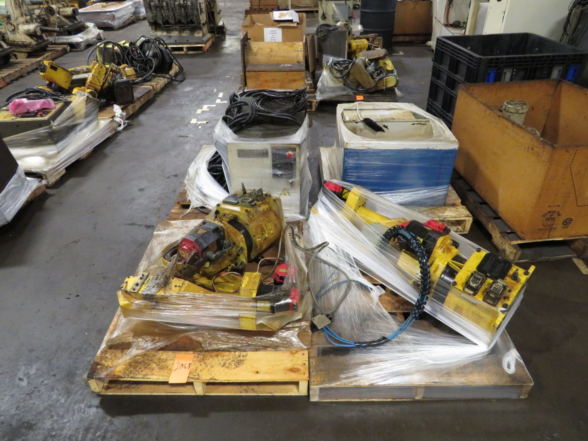 Lot - (4) Pallets of Assorted Robot Parts to Include: Robot Arms, Controllers (Plant #2)