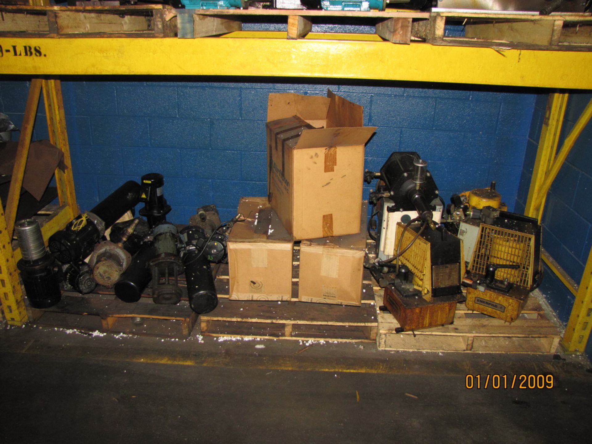 Remaining Contents of Pallet Racking to Include: Submersible Pumps with Motors, Oil Reservoirs, Mist