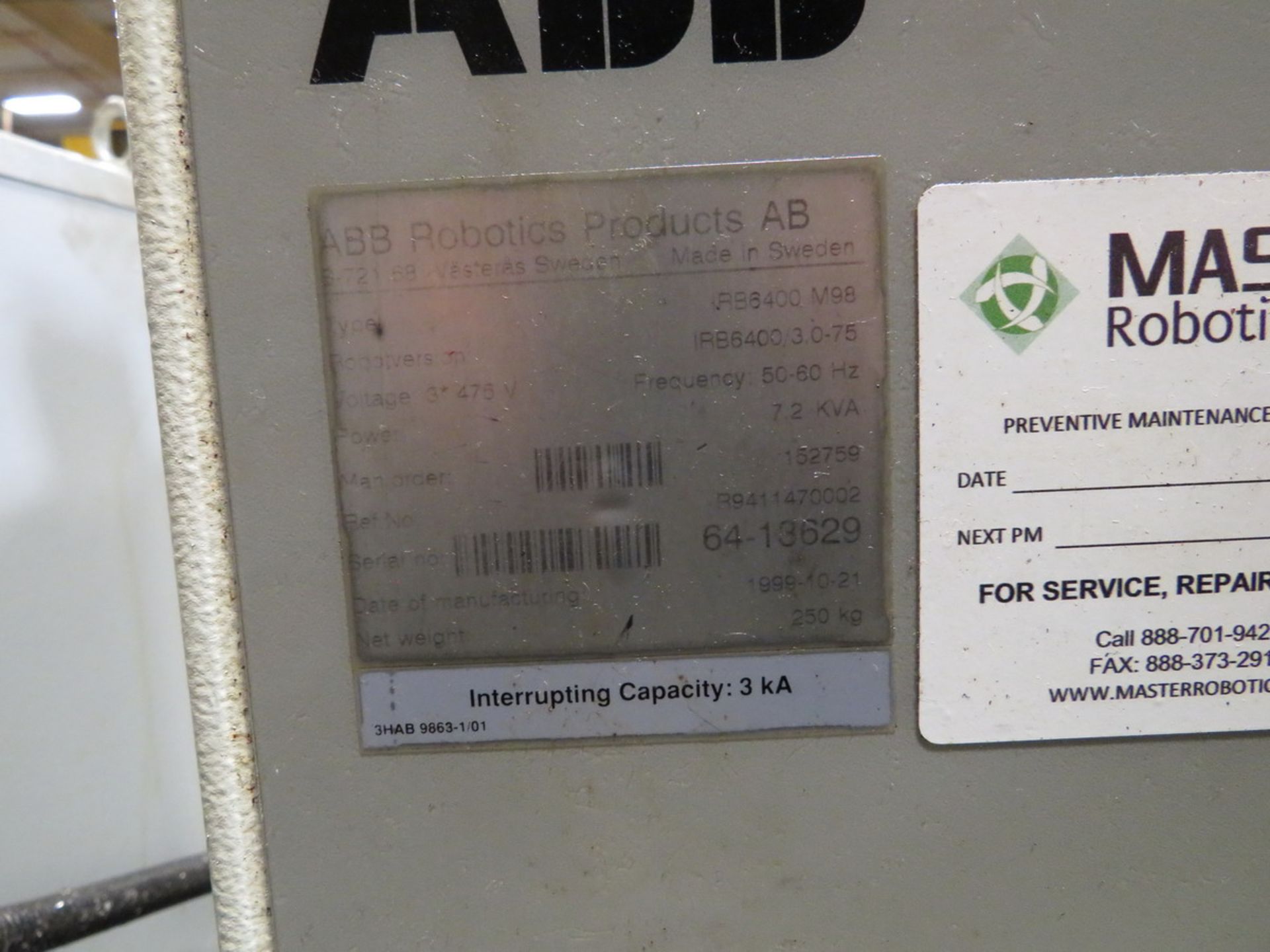 ABB Model IRB6400 M98 Robot Controller (Plant # 2) - Image 2 of 2