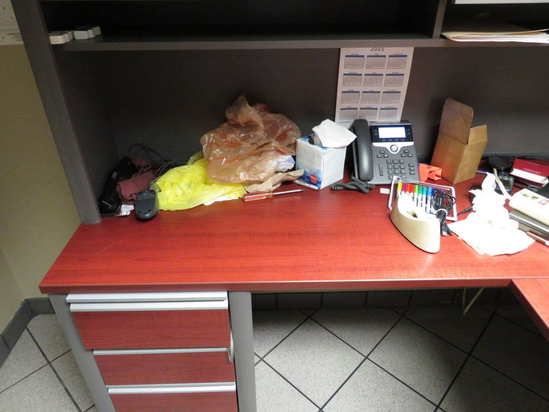 Contents of Office to Include: L-Shaped Desk, 2-Door Metal Horizontal Filing Cabinets with Wood Top, - Image 4 of 6