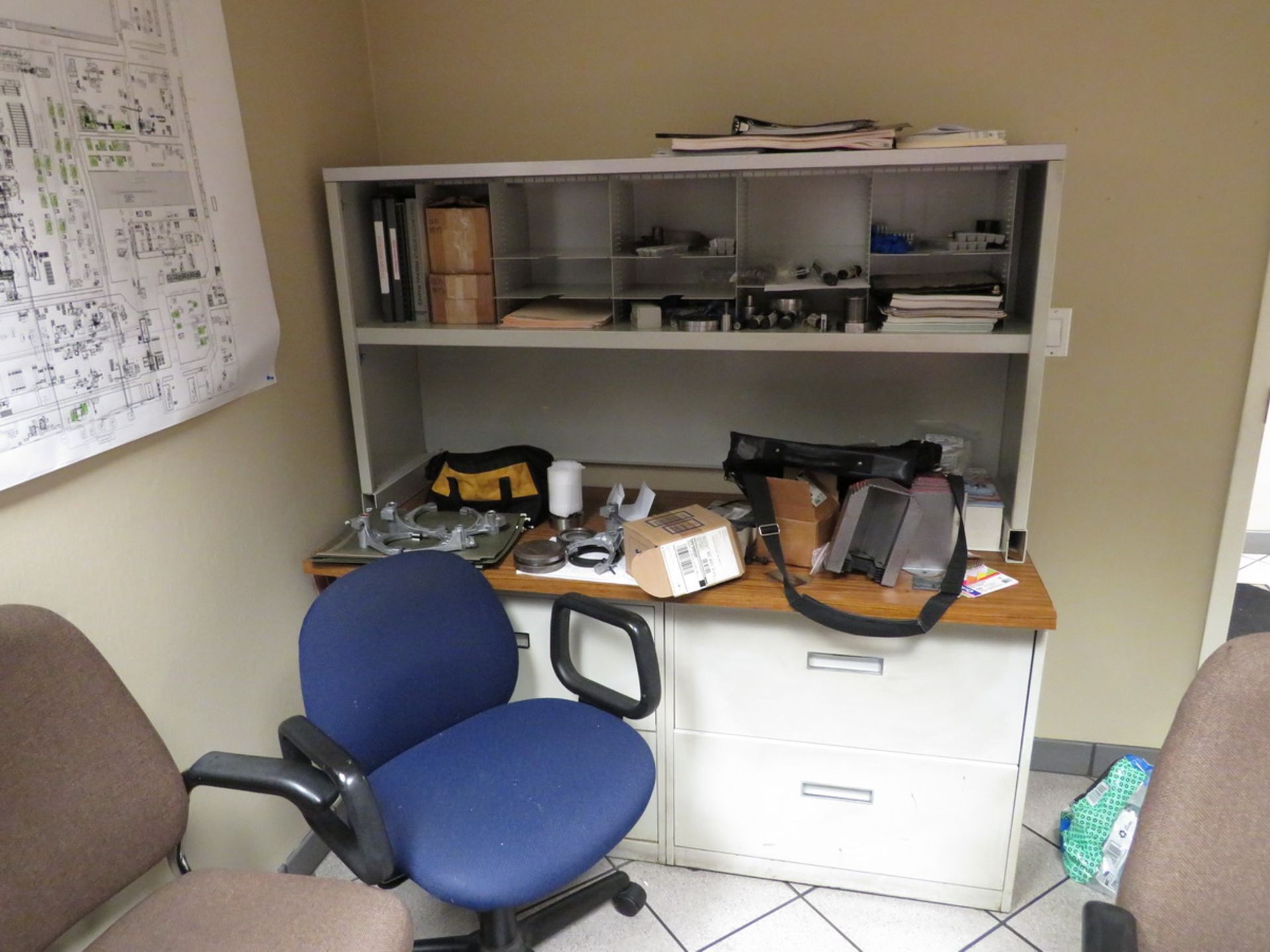 Contents of Office to Include: L-Shaped Desk, 2-Door Metal Horizontal Filing Cabinets with Wood Top, - Image 5 of 6