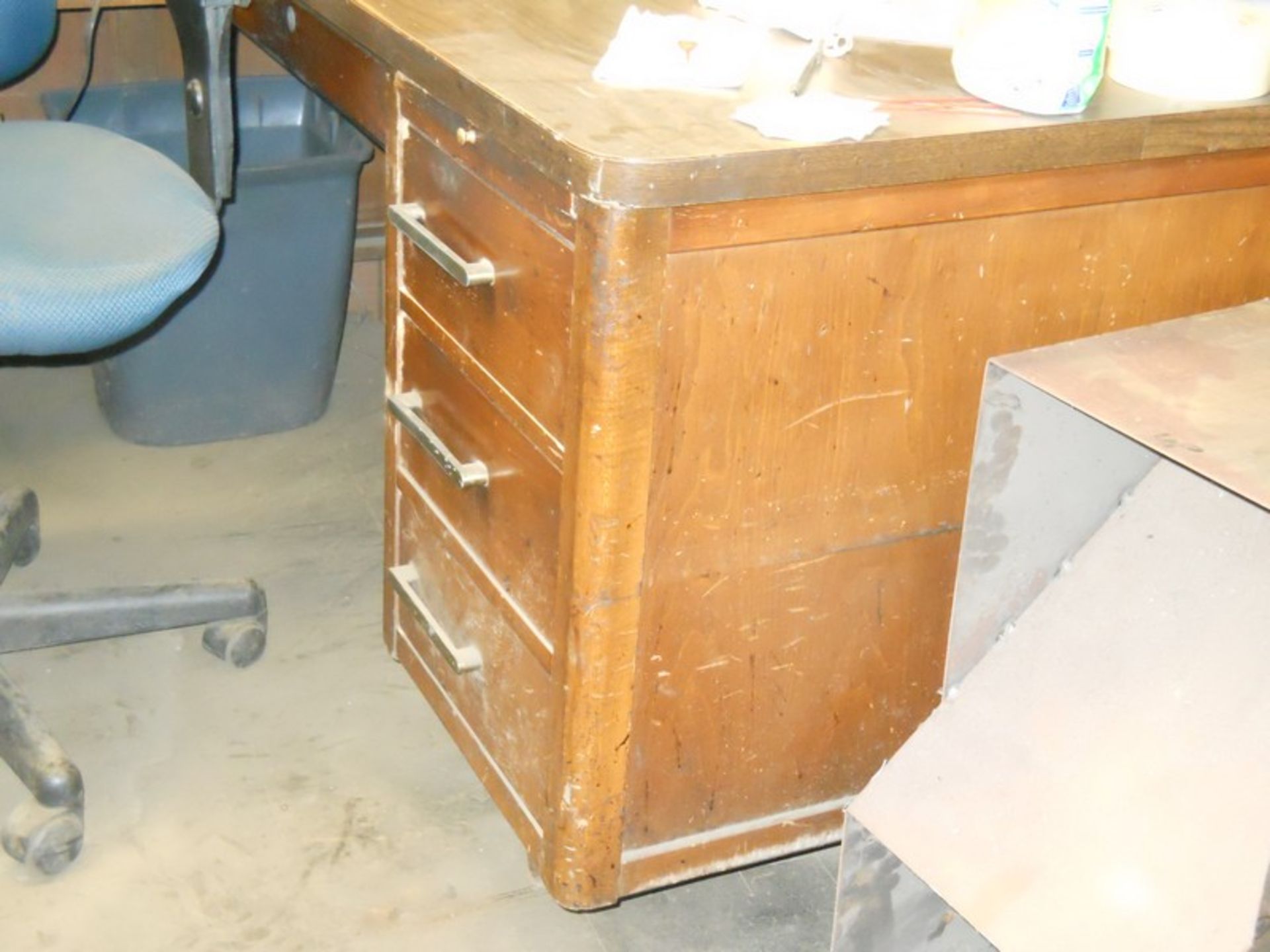 Lot - (2) Wooden Desks (No Electronics Included)