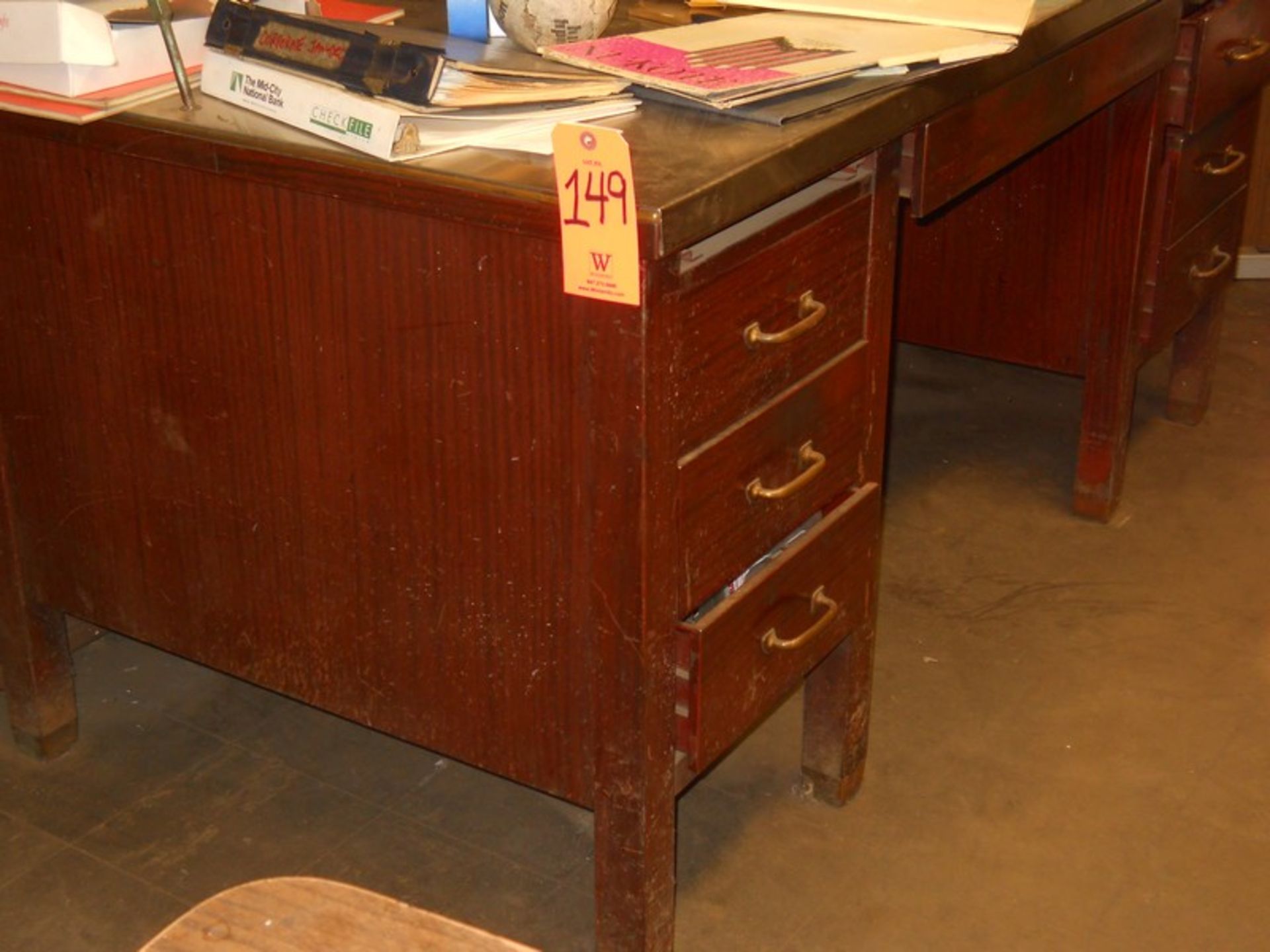 Wooden Office Desk with Metal Top