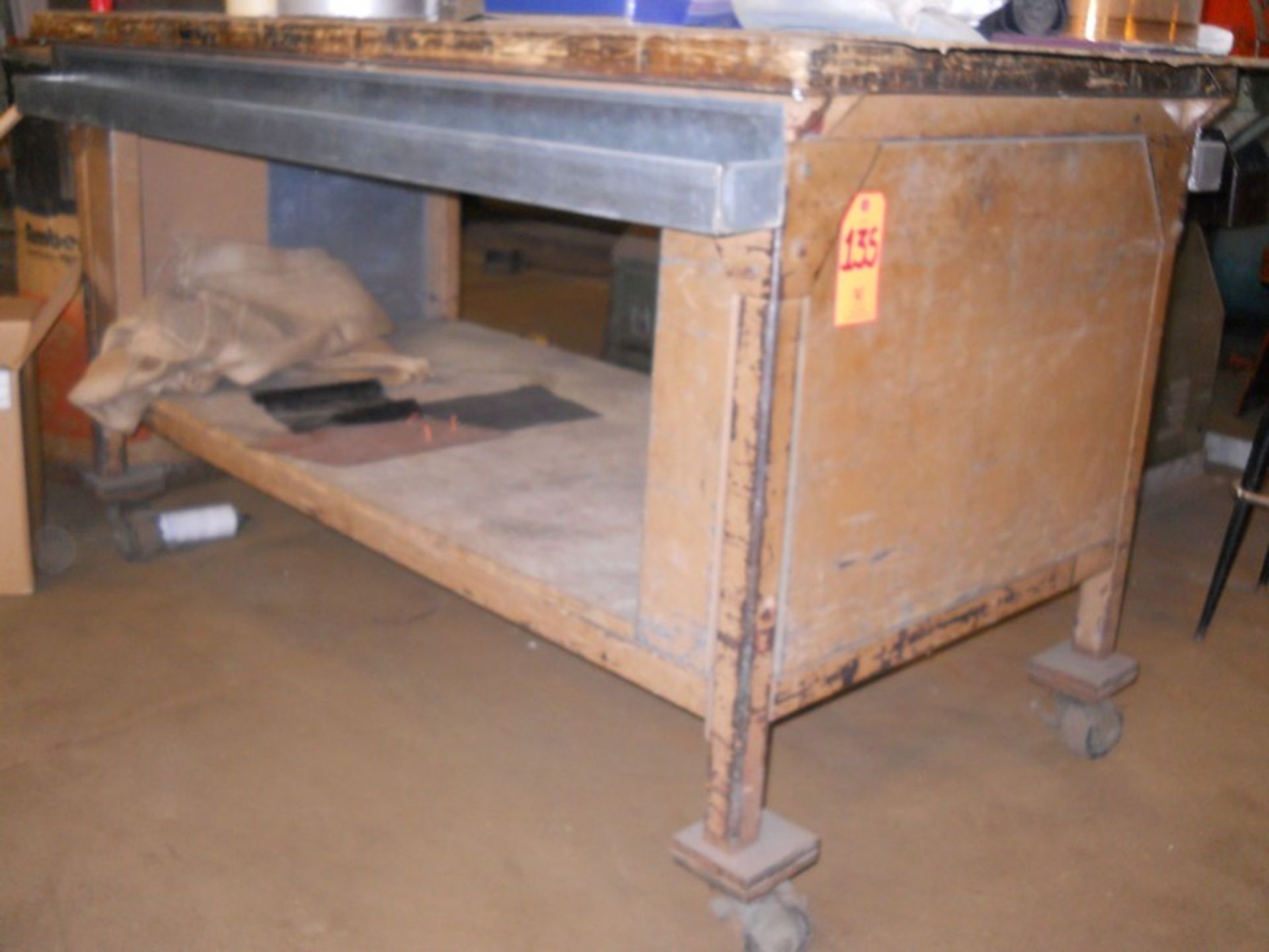 Lot - 4-Wheel Rolling Shop Table