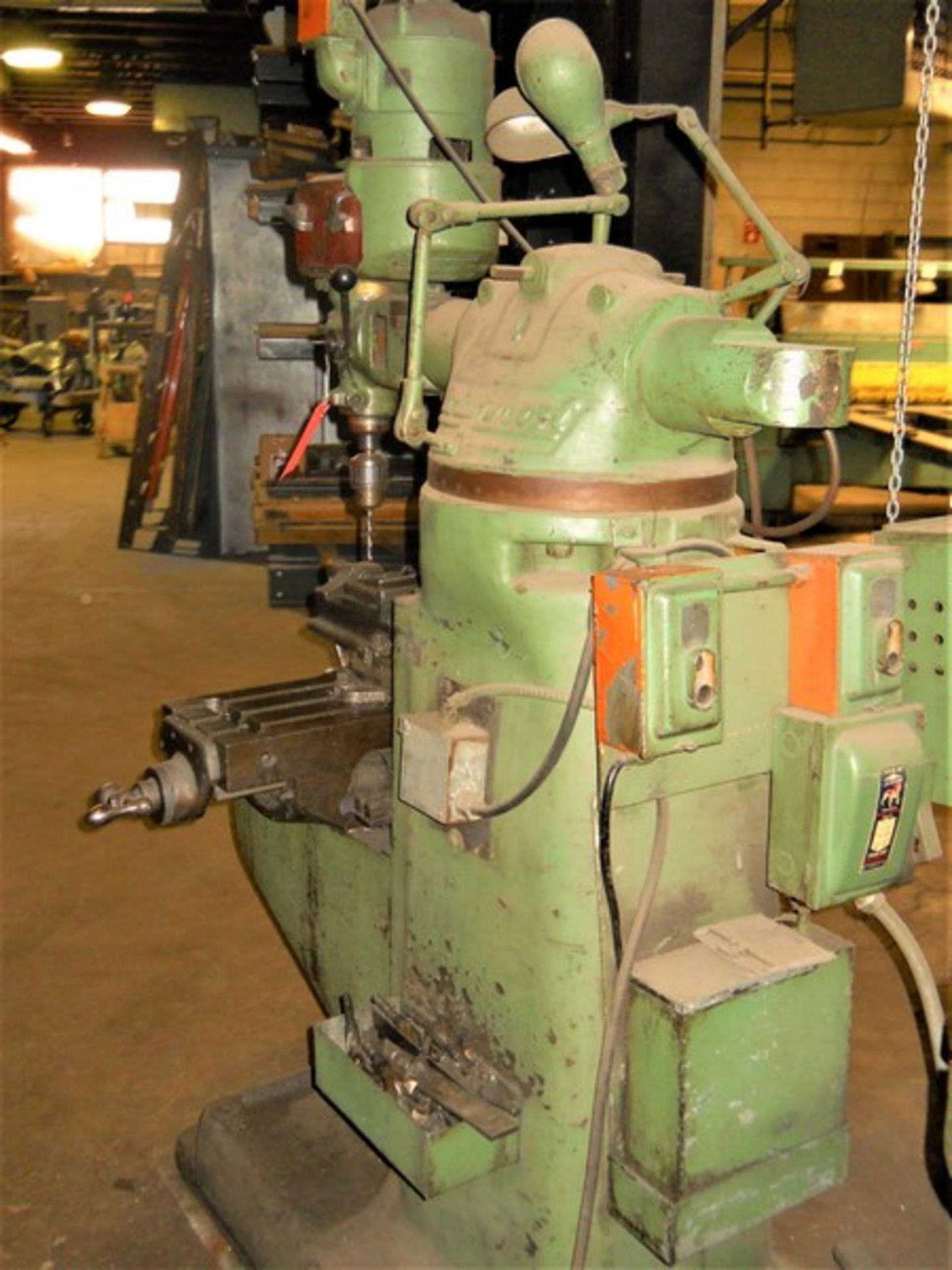 Bridgeport 1/2-HP Vertical Milling Machine, S/N: 7455; with 9 in. x 32 in. T-Slot Production Table - Image 8 of 9