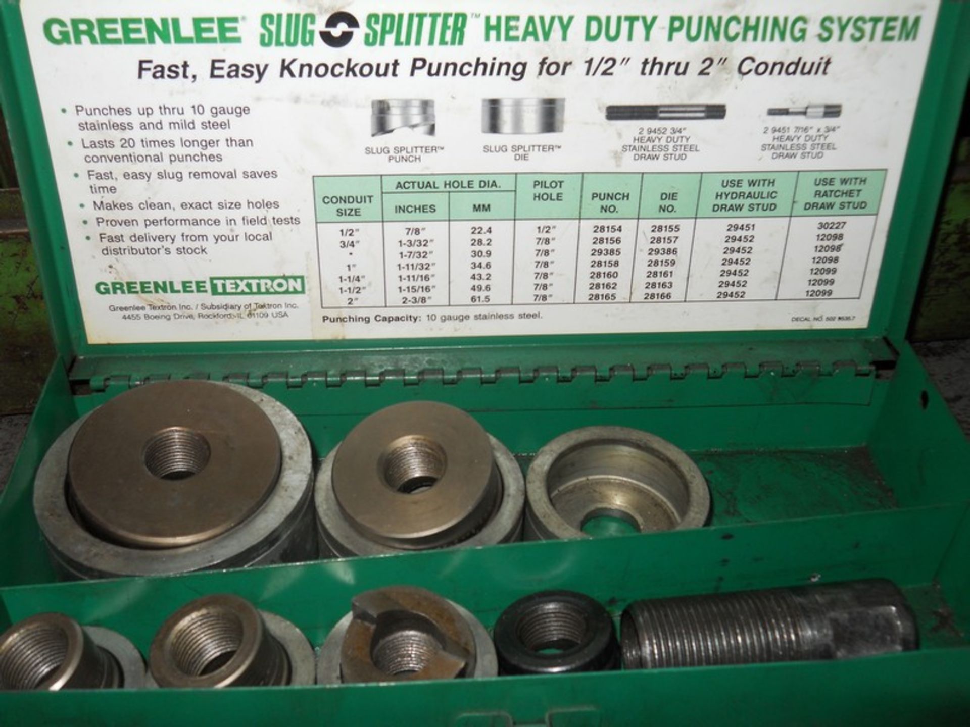 Lot - Greenlee Knockout Punches, Miscellaneous Hardware - Image 2 of 5