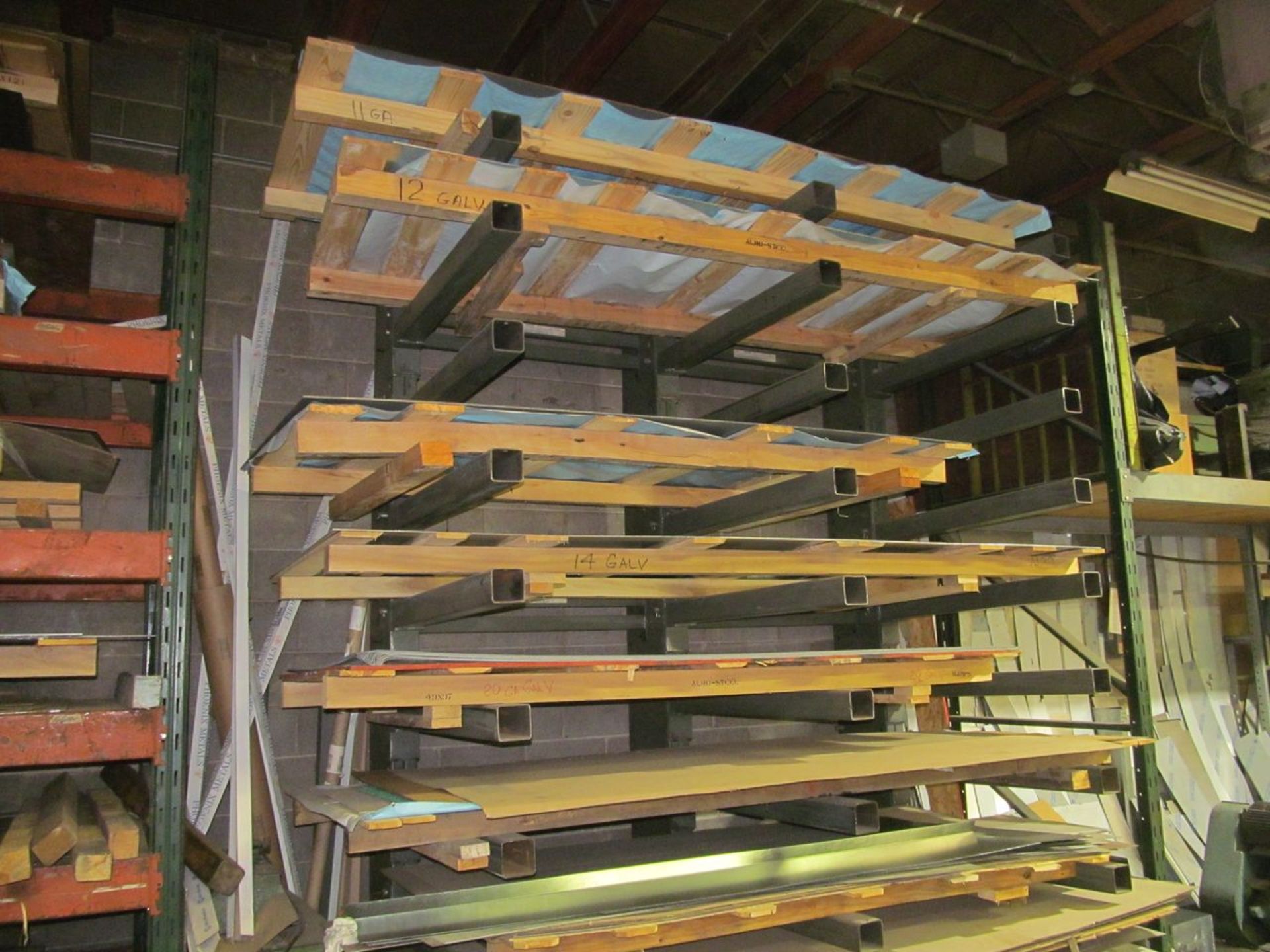 Section Cantilever Racking with Inventory Contents