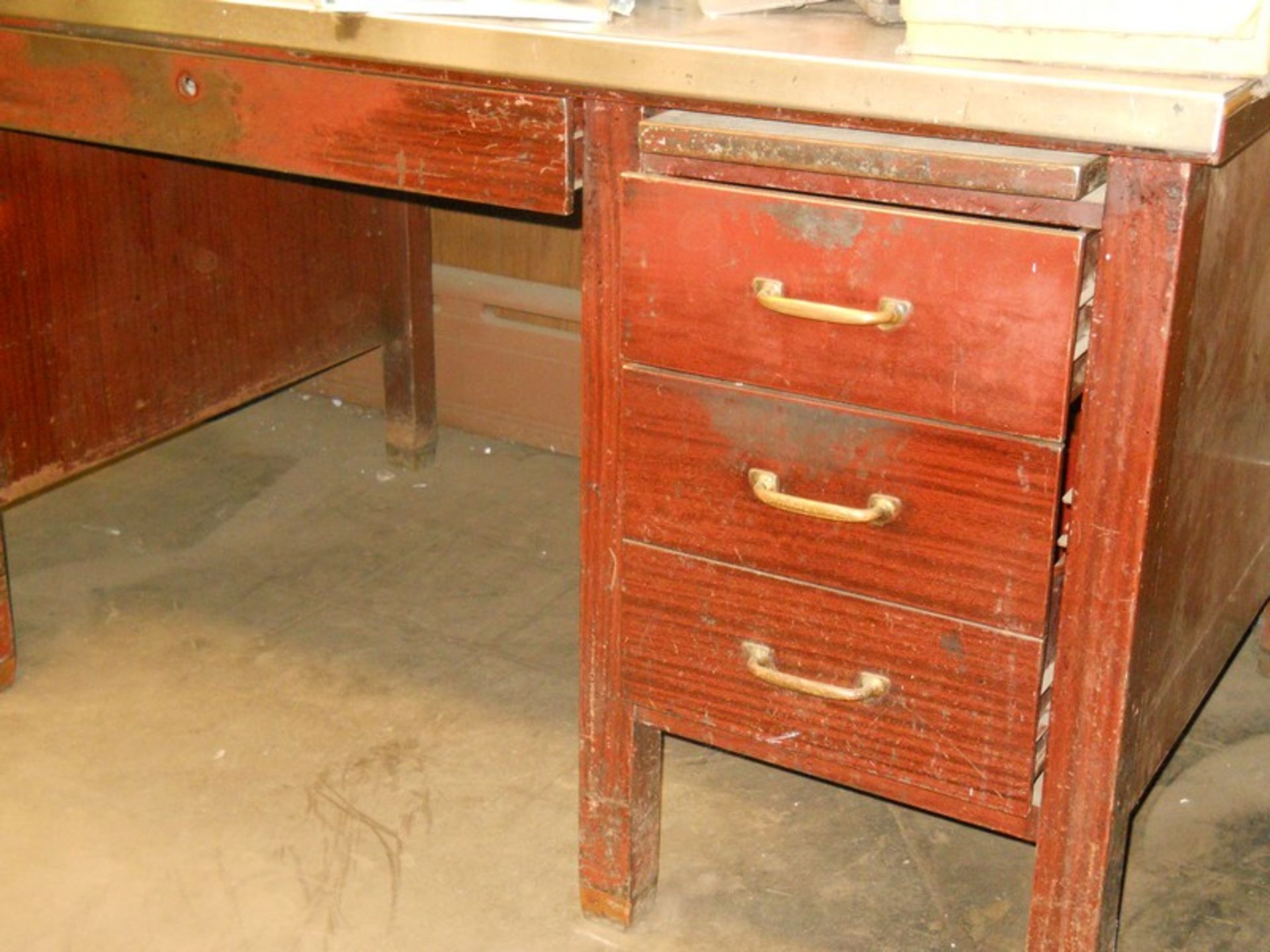 Wooden Office Desk with Metal Top - Image 2 of 4