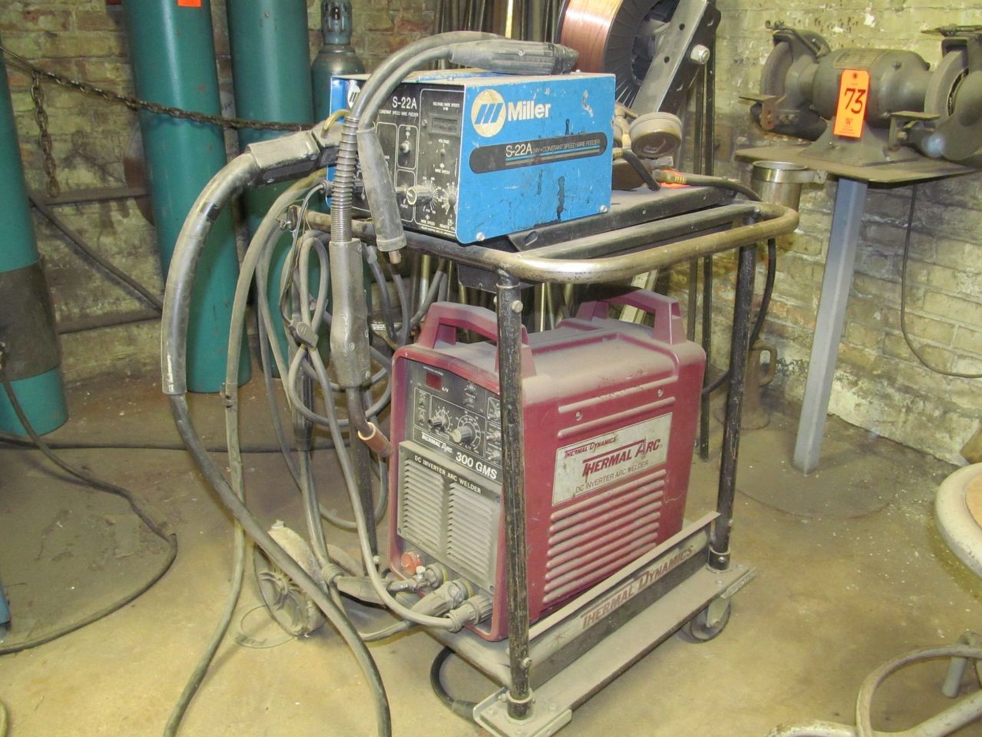 Thermal Arc Model 300 GMS DC Inverter Arc Welder, S/N: E416287A188204A; with Miller S-22A Wire