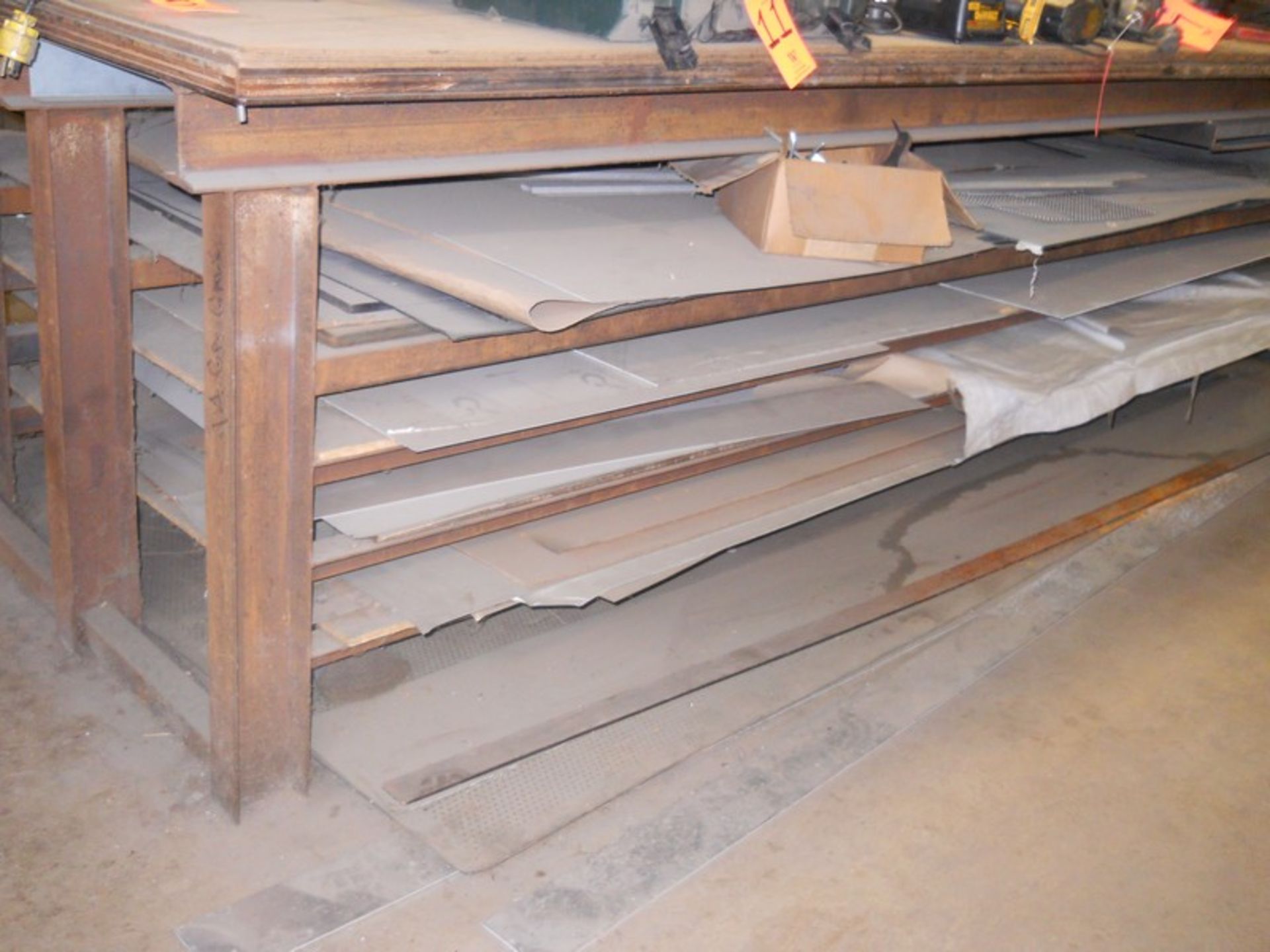 Lot - 12 ft. (approx.) Steel Inventory Table; with Materials - Image 2 of 7