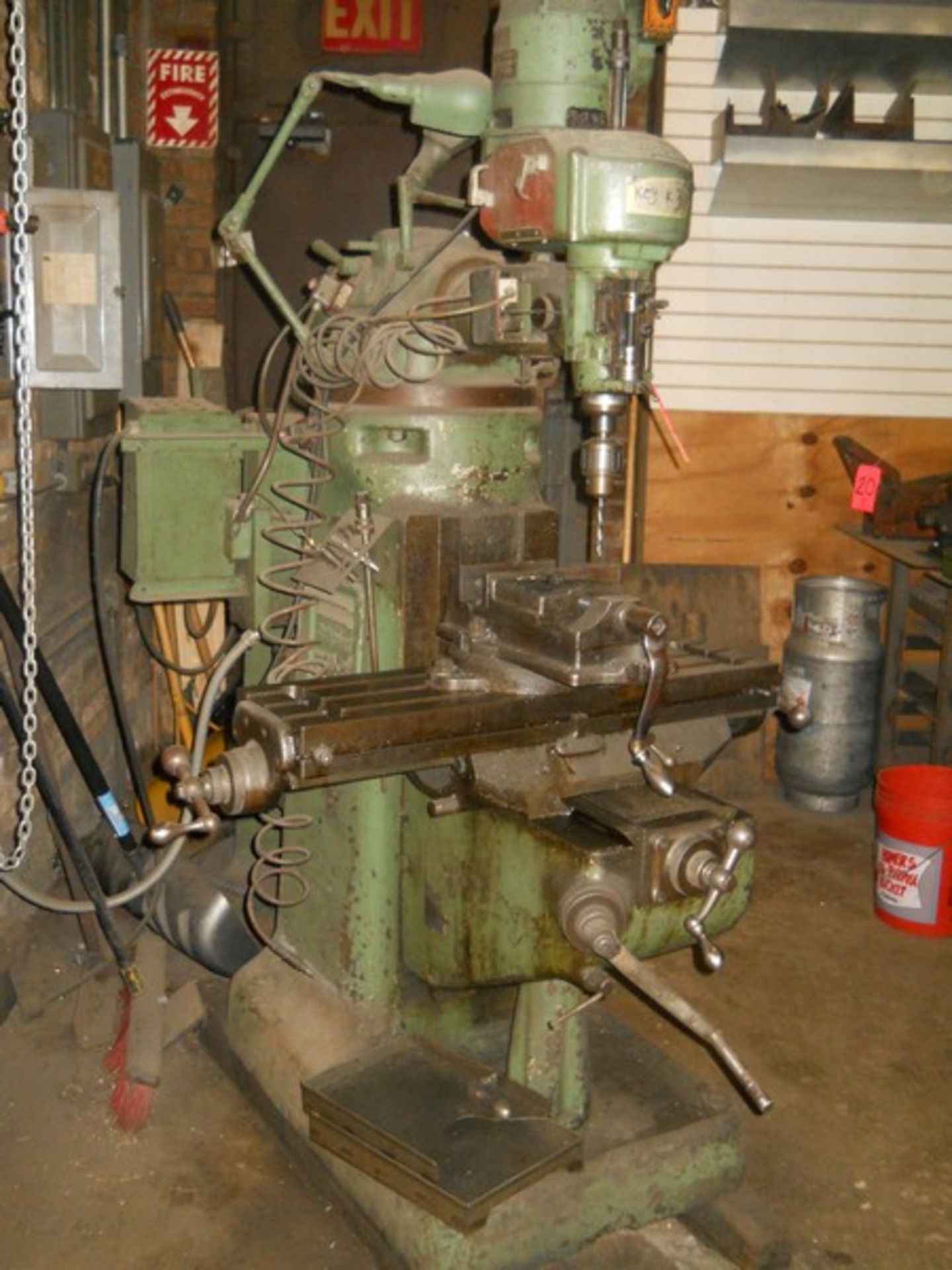 Bridgeport 1/2-HP Vertical Milling Machine, S/N: 7455; with 9 in. x 32 in. T-Slot Production Table - Image 3 of 9