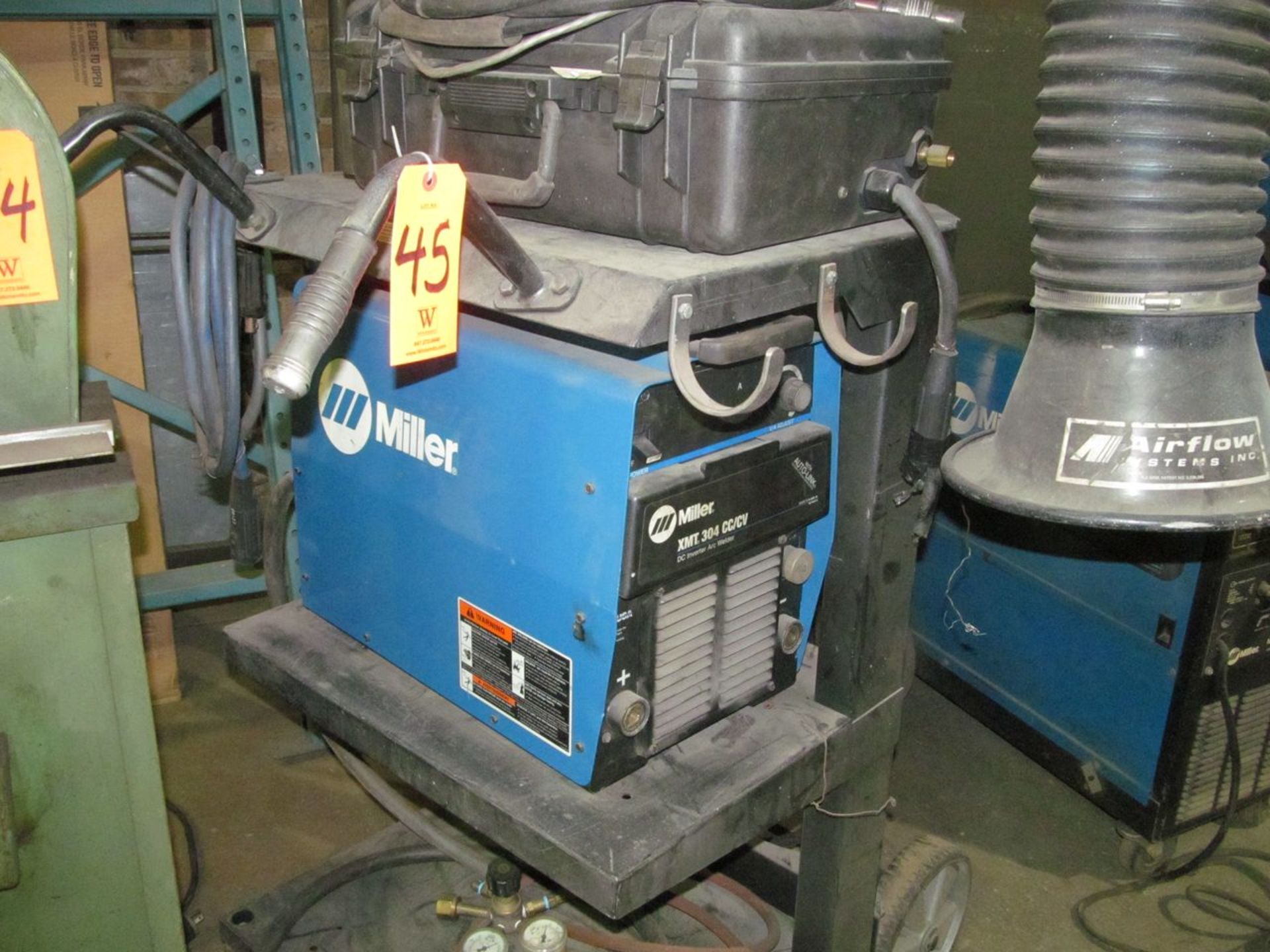 Miller XMT 304 CC/CV DC Inverter Arc Welder, S/N: LE421390; with Auto-Link, on Cart; Also