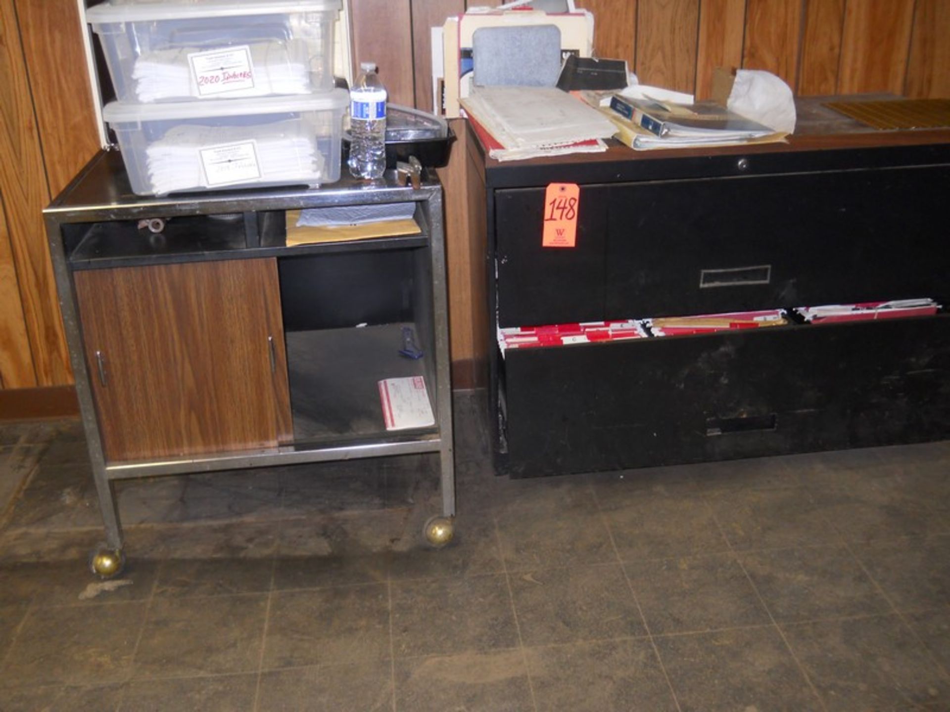 Lot - Lateral File Cabinet & Rolling Table
