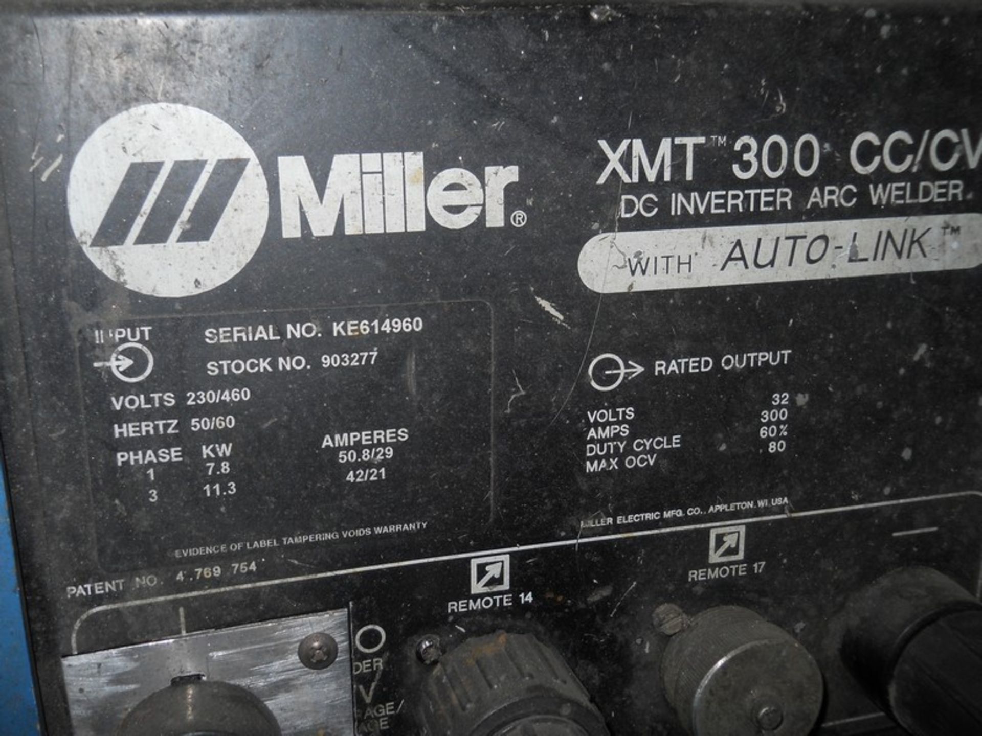 Miller XMT 300 CC/CV DC Inverter Arc Welder, S/N: KE614960; with Auto-Link, Miller S-22A Wire - Image 4 of 7