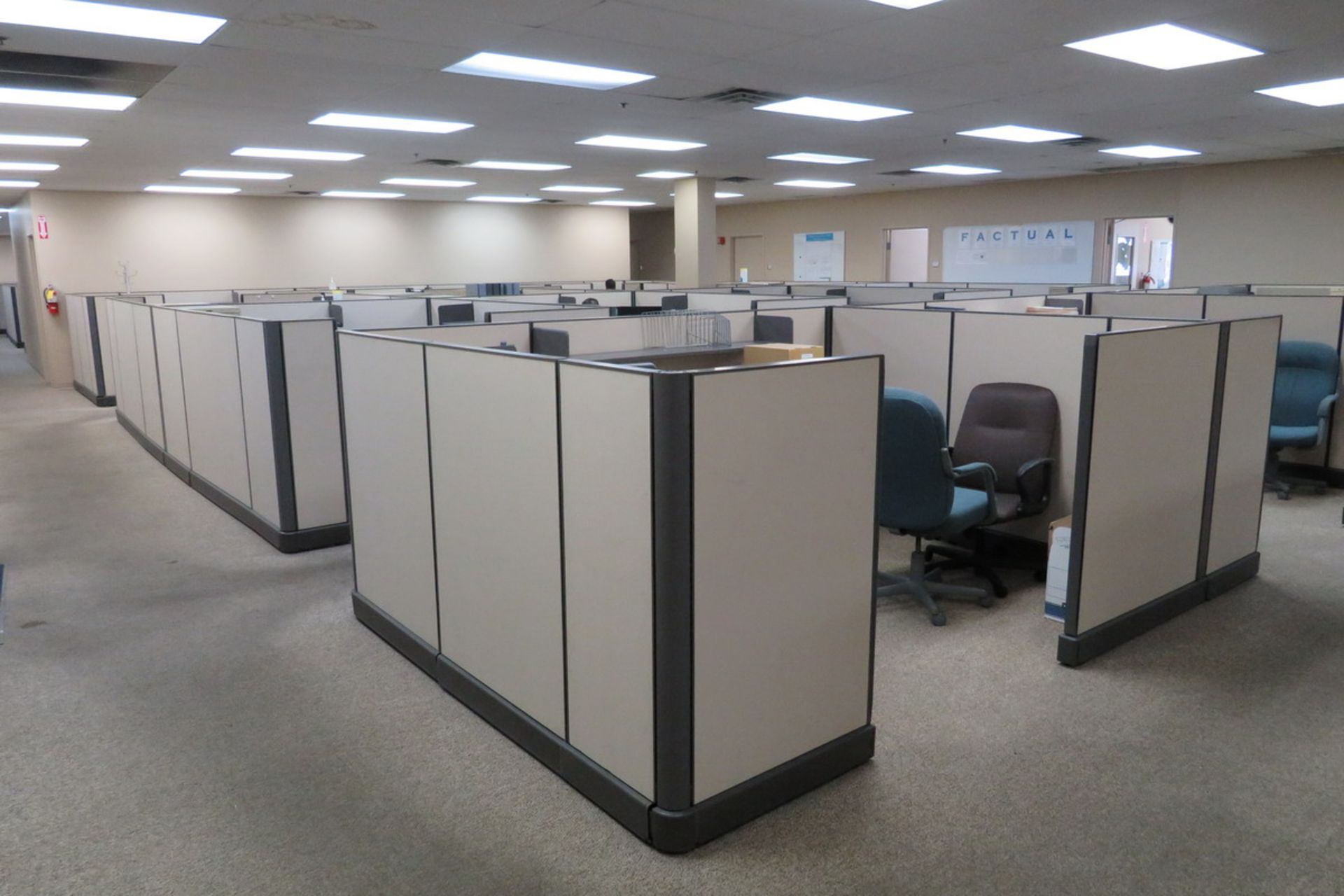 Office Furniture to Include: Approximately (17) Sections of Cubicles, (17) L-Shaped Desks, (9)