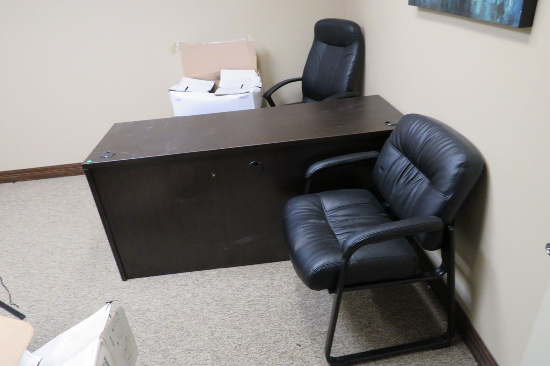 Office Furniture to Include: (2) Desks, (4) Leather Style Chairs - Image 2 of 2