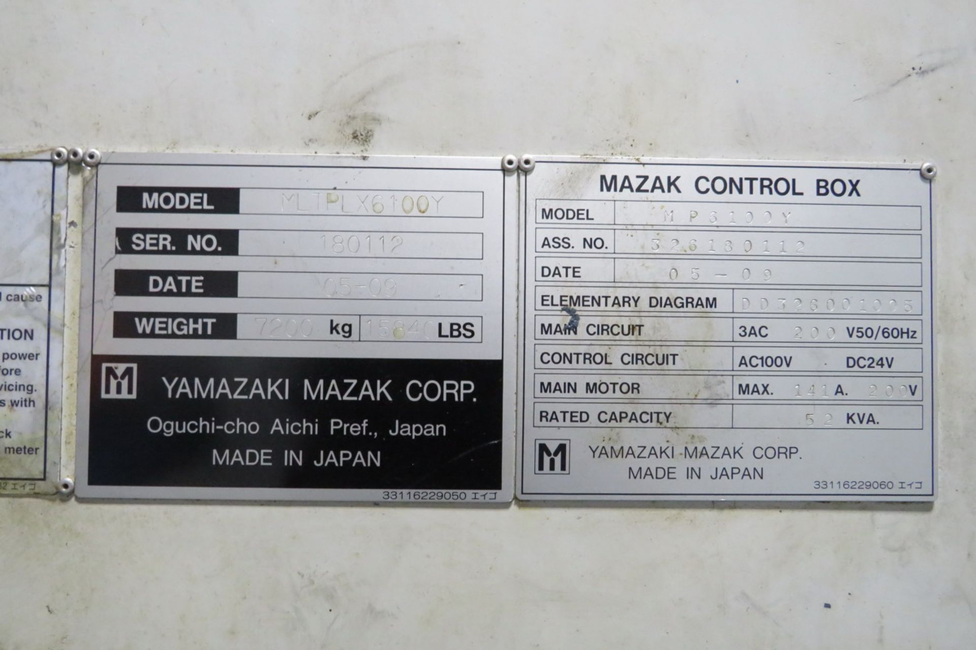 Mazak Model Multiplex 6100Y (S/N: 180112) (2005), Multi-Axis Dual Spindle Turning Center, 6,000 RPM, - Image 9 of 9