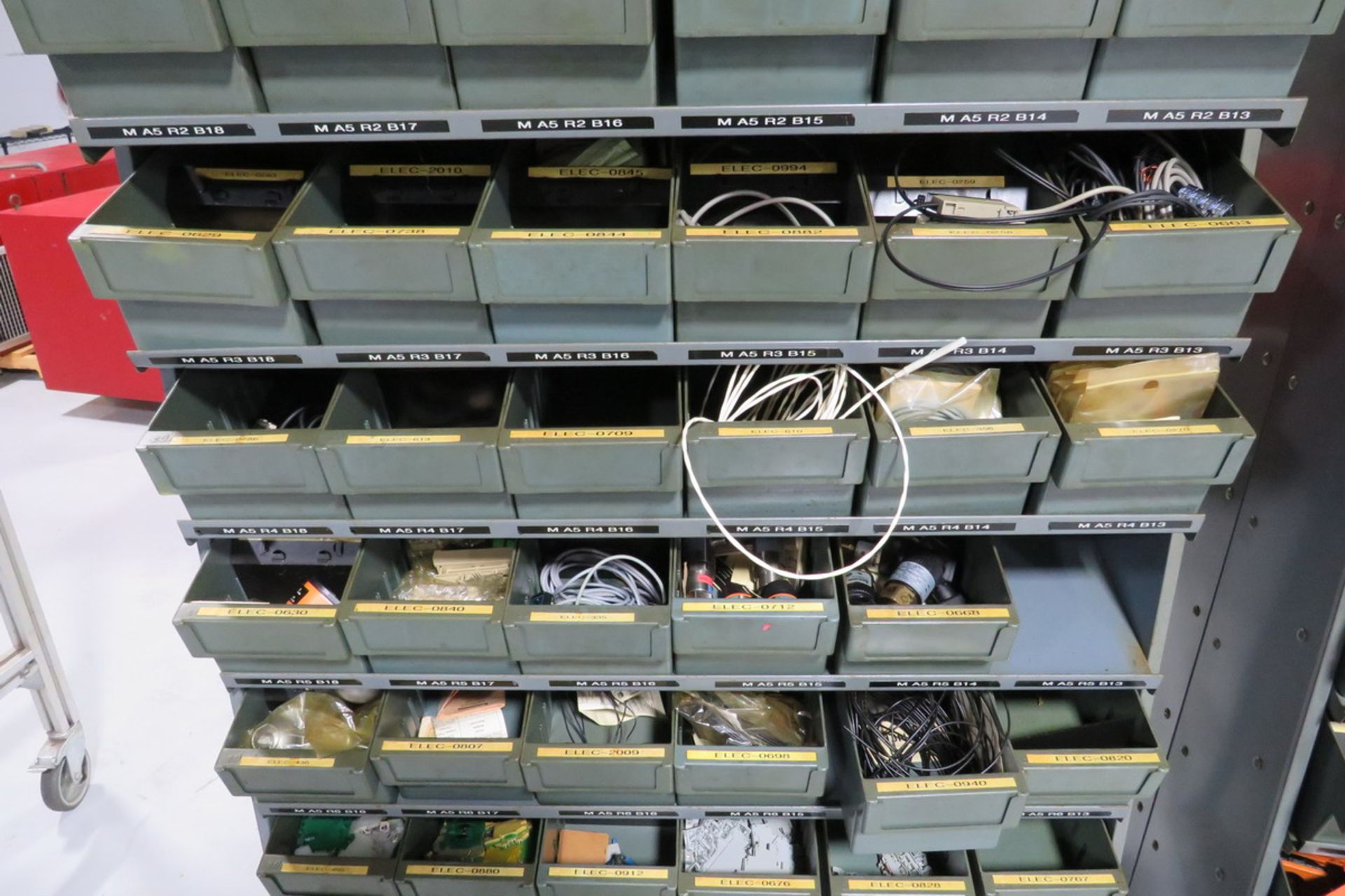 Lot - Assorted Mobile Parts Bins with Contents to Include: Assorted Wiring, Circuit Boards, - Image 3 of 11