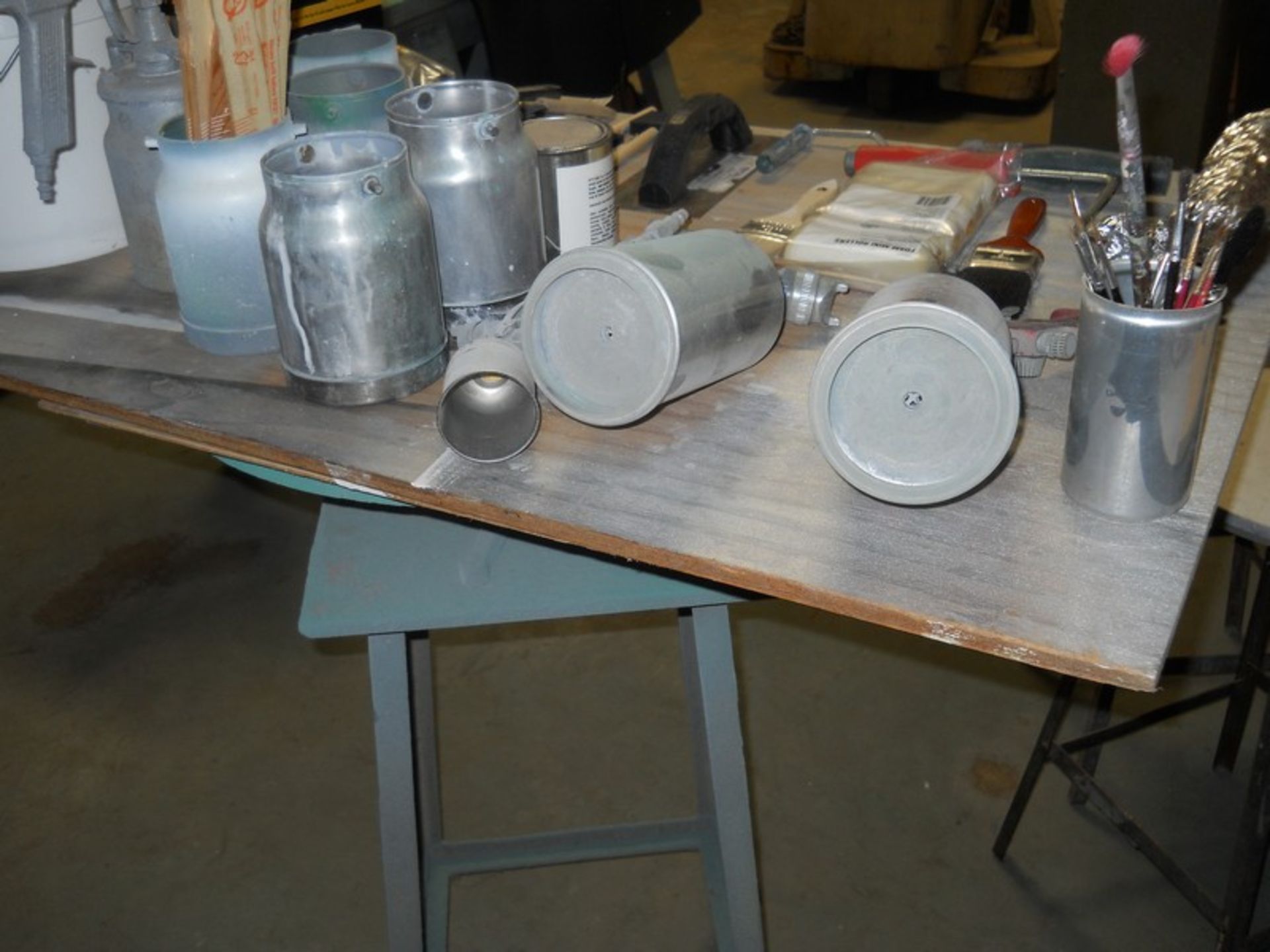 Lot - Paint Supplies, (3) Spray Guns; Paint Cans; Rollers; Strainers; Stirrers - Image 2 of 6