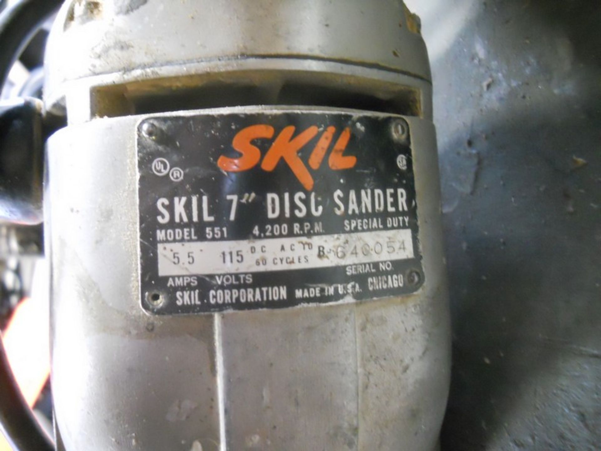 Skil 7 in. Model 5.5 Disc Sander, S/N: 640054 - Image 4 of 4