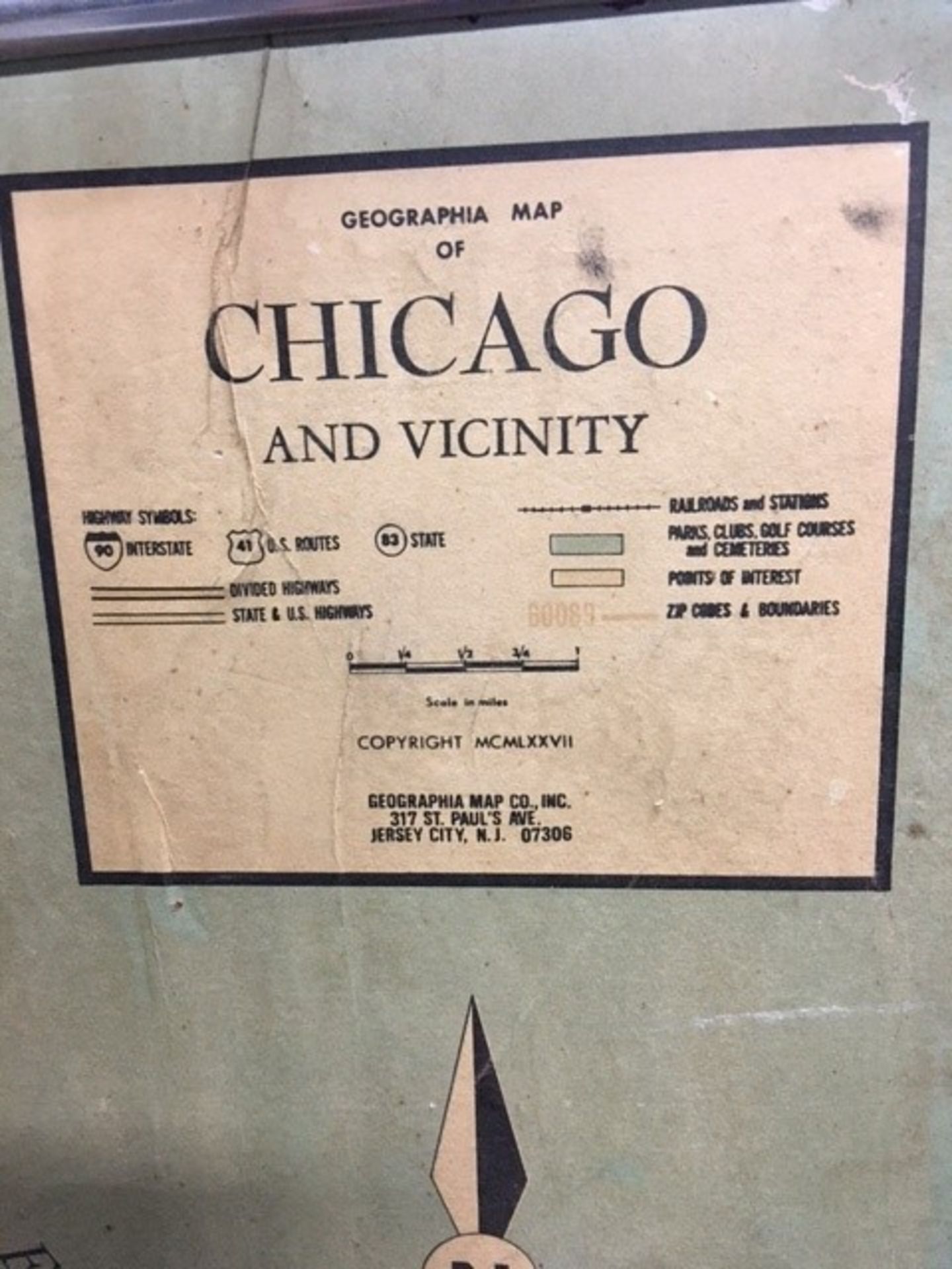 Vintage Chicagoland Map, with Connectra Frame; 52 in. High x 38 in. Long - Image 2 of 2