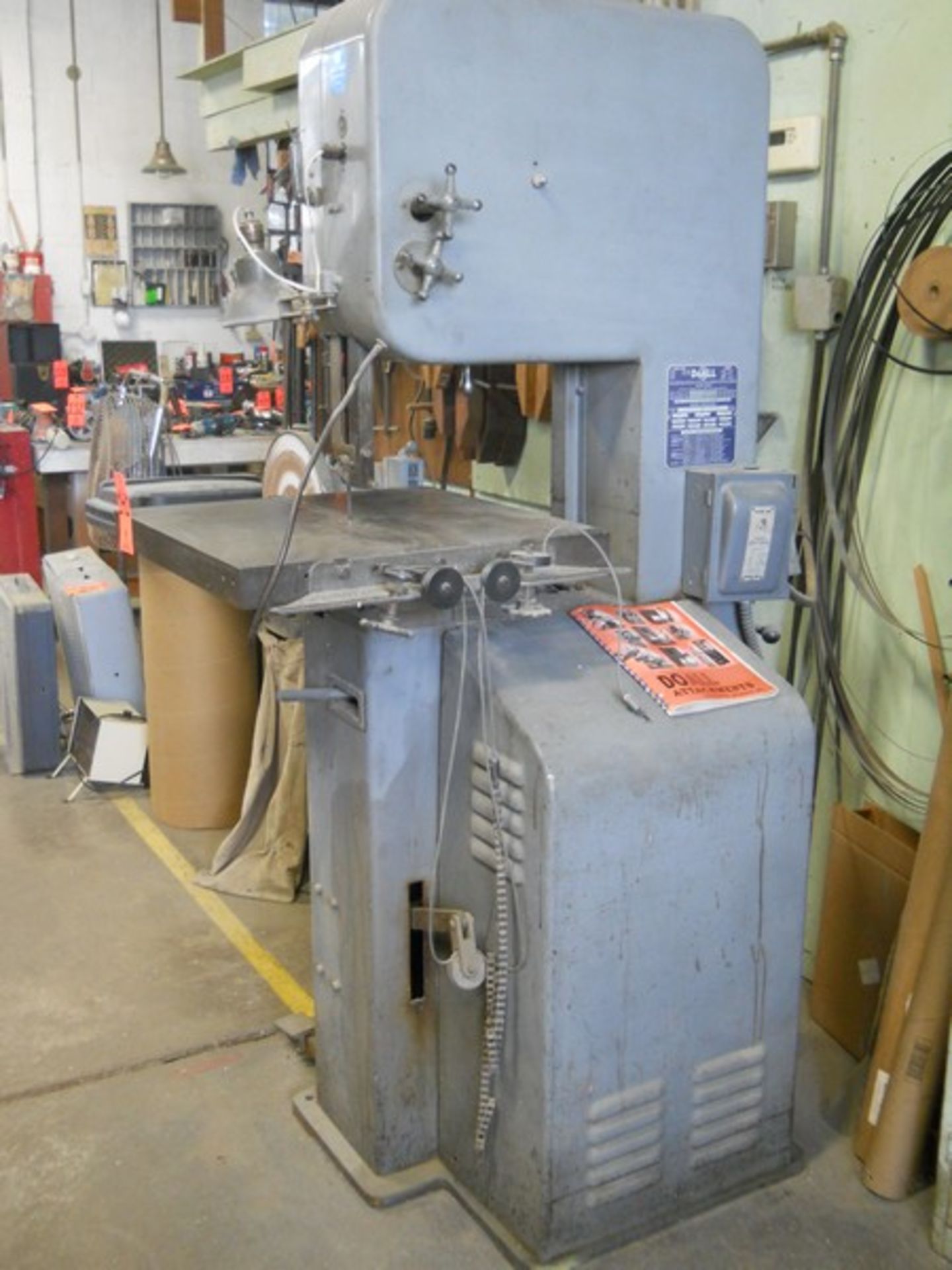 DoAll 16 in. Model M-L Vertical Band Saw, S/N: 5317881; with Blade Welder & Grinder; 120" File & - Image 3 of 9