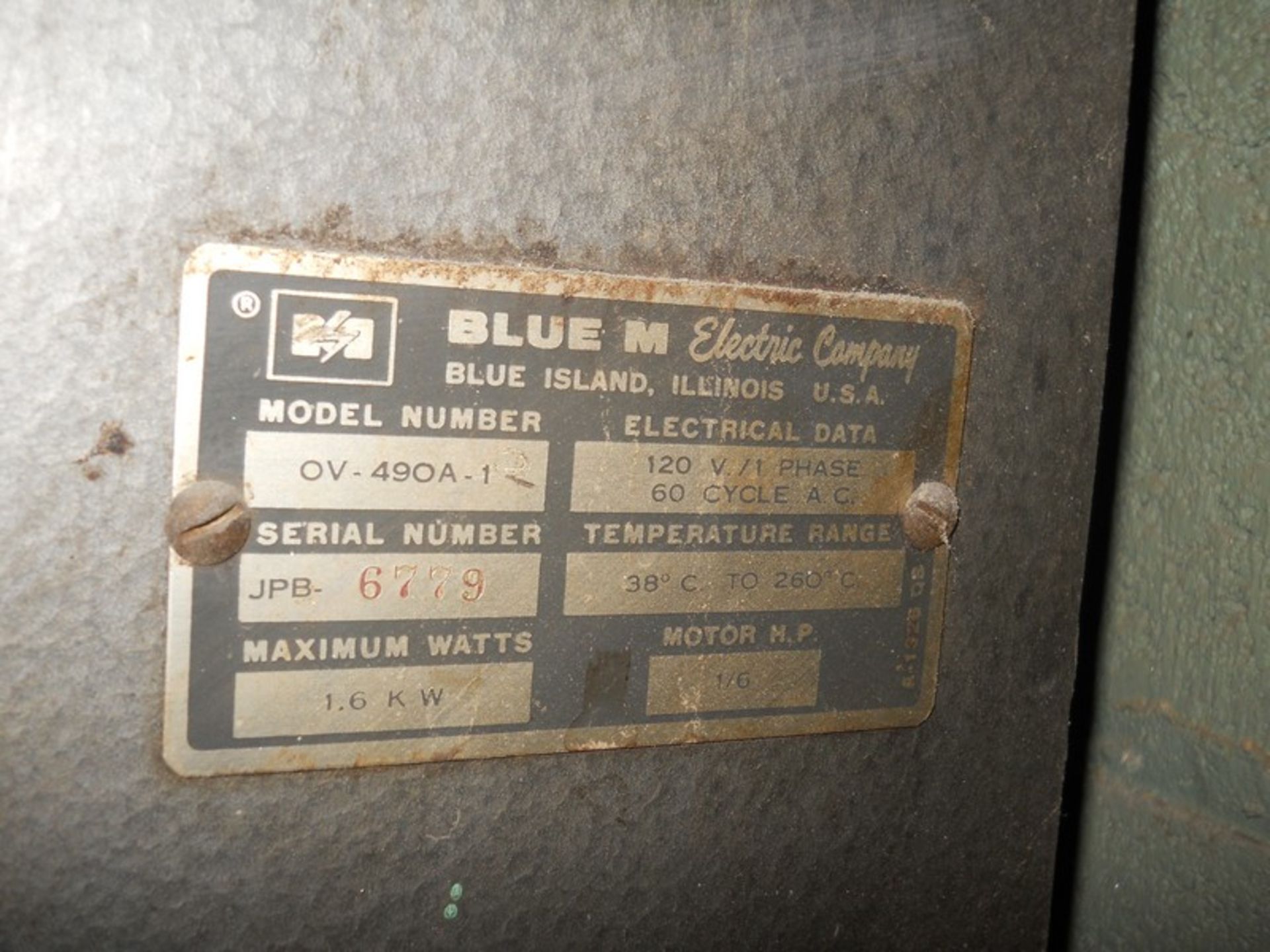 Blue-M Stabil-Therm OV-490A-1 Electric Constant Temperature Cabinet, S/N: 6779; with Power-O-Matic - Image 6 of 6