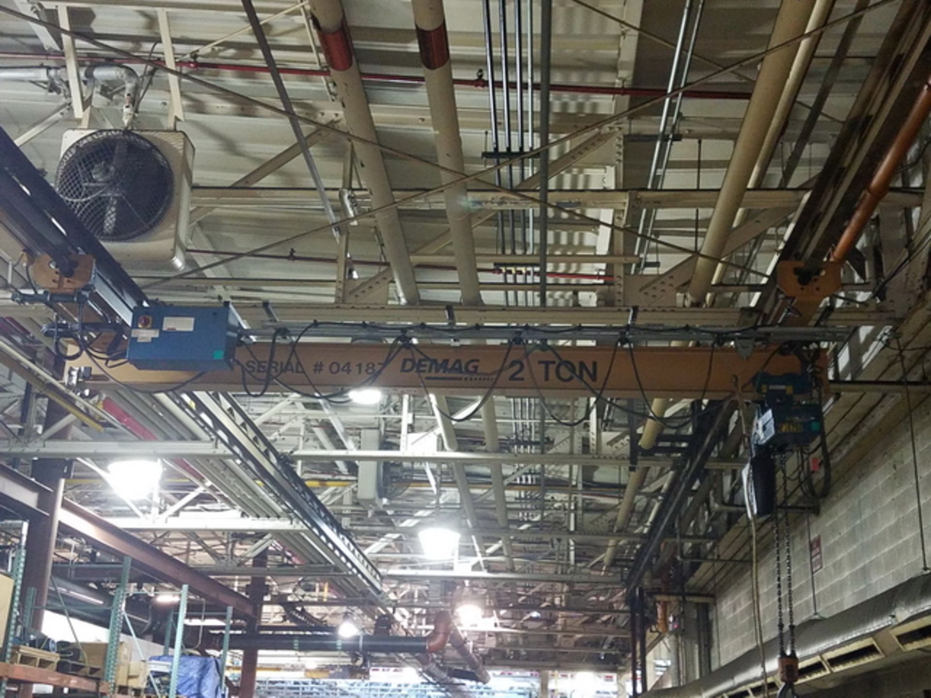 Demag Traveling Bridge Crane, approx. 18' span, includes 2-ton electric chain hoist, 6-way pendant - Image 4 of 5