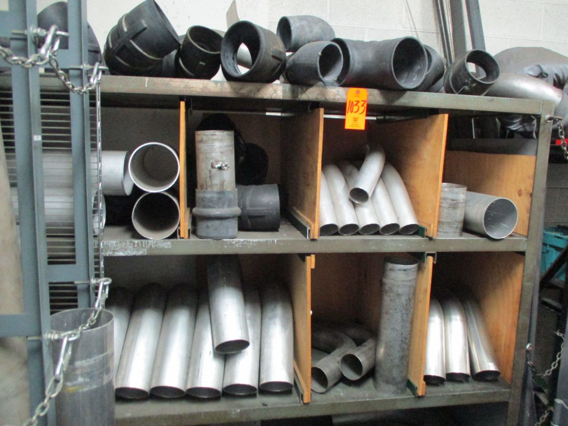 (2) Sections of Steel Shelving, Wire and Chrome Rack with Pipe Fittings (Building 9 Area 3 - Pipe