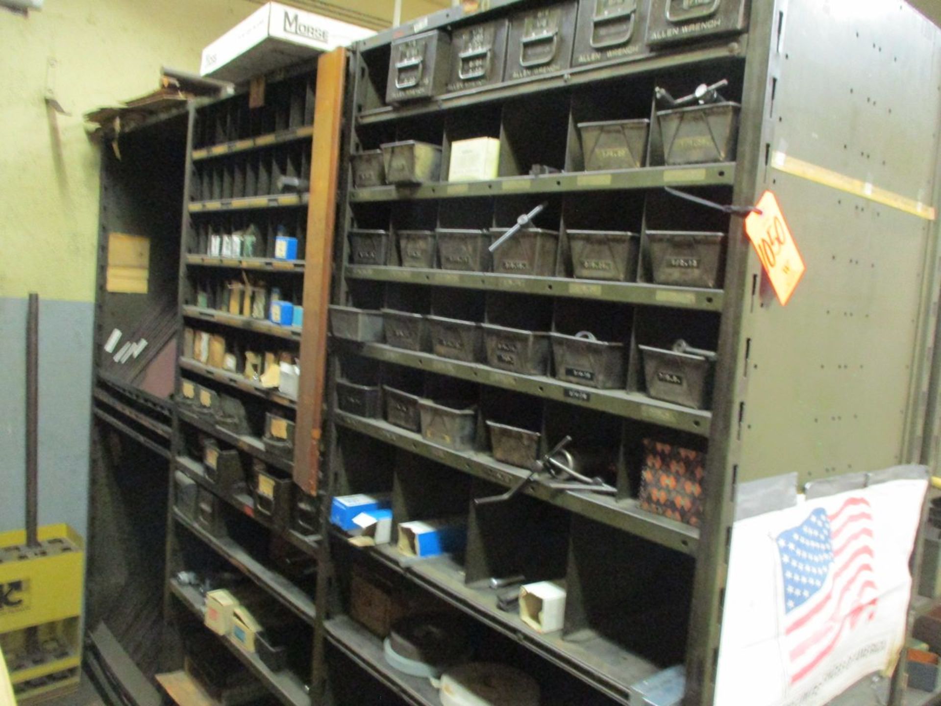 12-Sections of Steel Shelving with Metal Part Bins, Taps & Dies, Dowell Pins, Springs, Screws, - Image 4 of 5