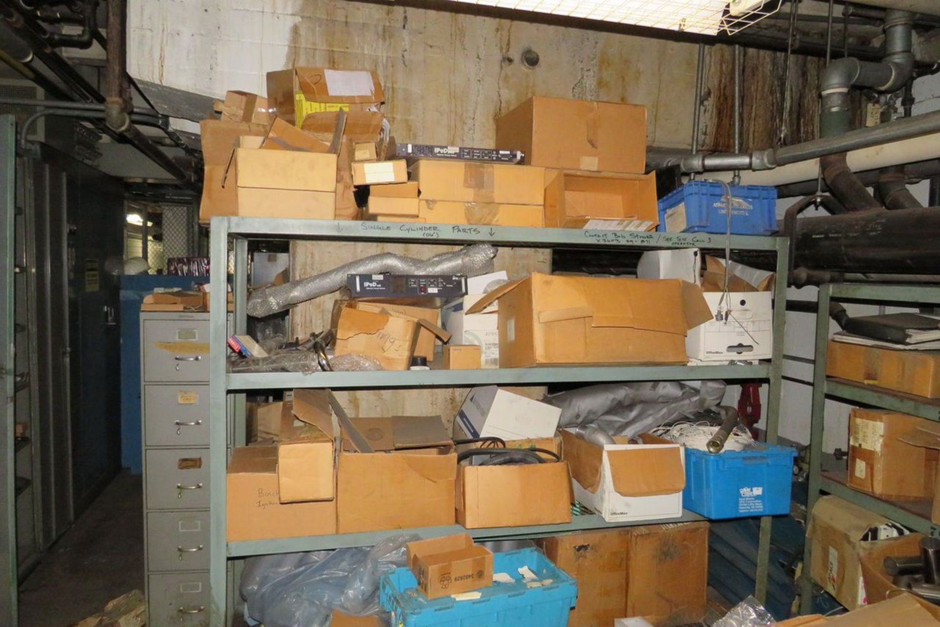 Assorted Racking and Cabinets to Include: (3) Metal Storage Racks, 48" X 18" X 99"; Metal Storage