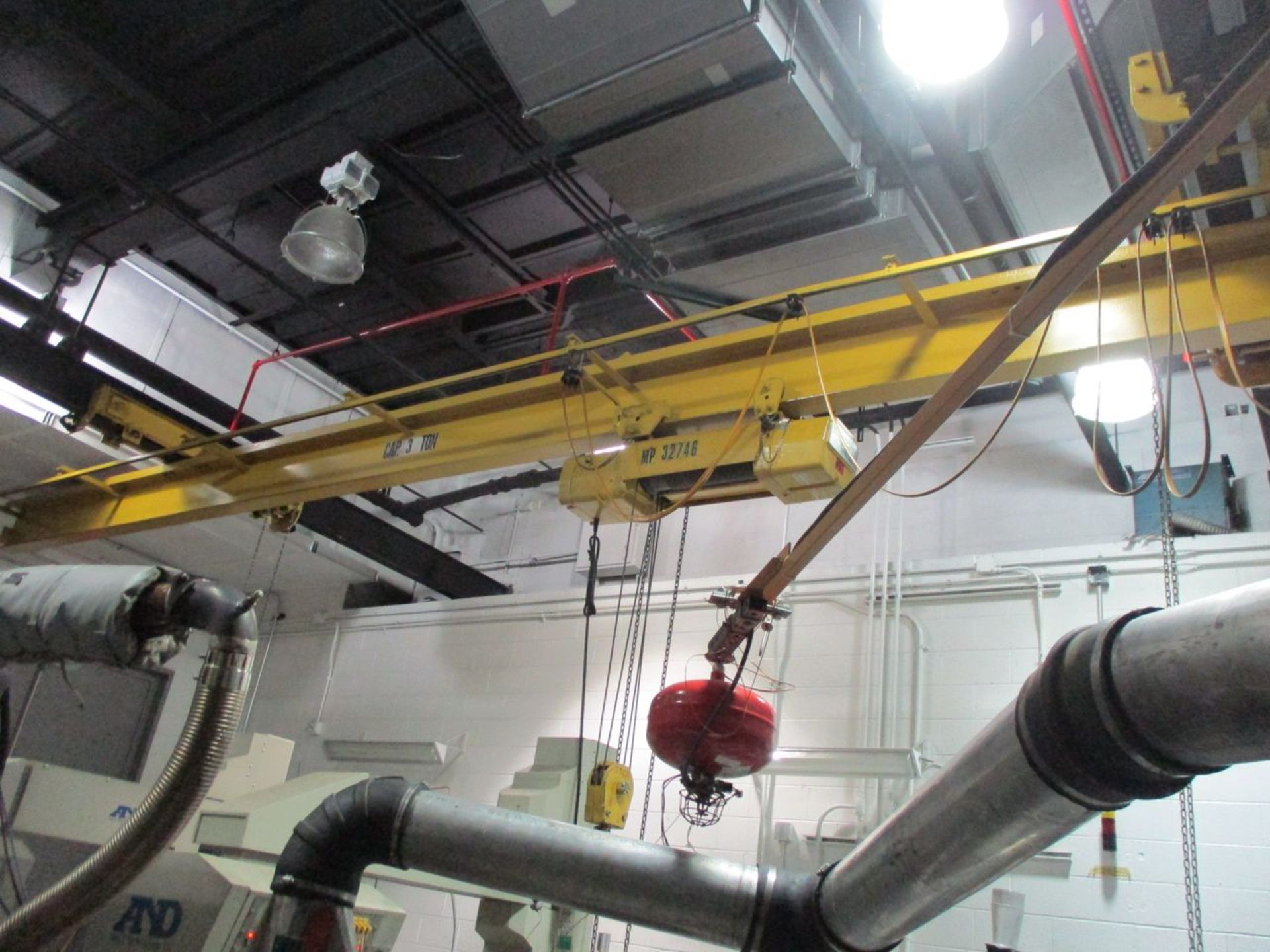 Sievert 3-Ton Single Grider Underslung Bridge Crane with Yale Electric Cable Hoist, 30' Span, 11'