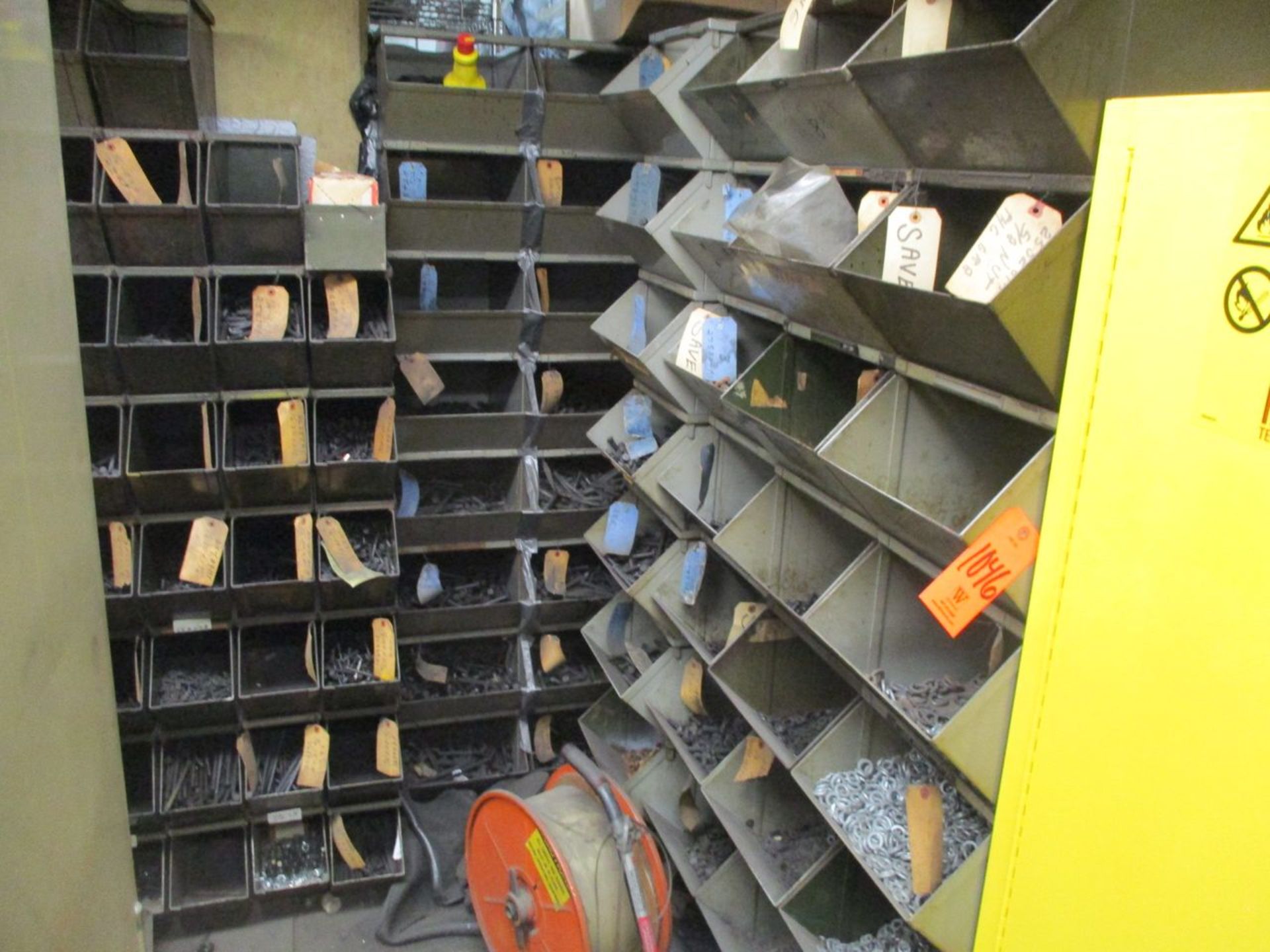 3-Sections of Steel Part Bin Shelving with Nuts, Bolts, Washers, Etc. (Building 9 Area 3 - Parts