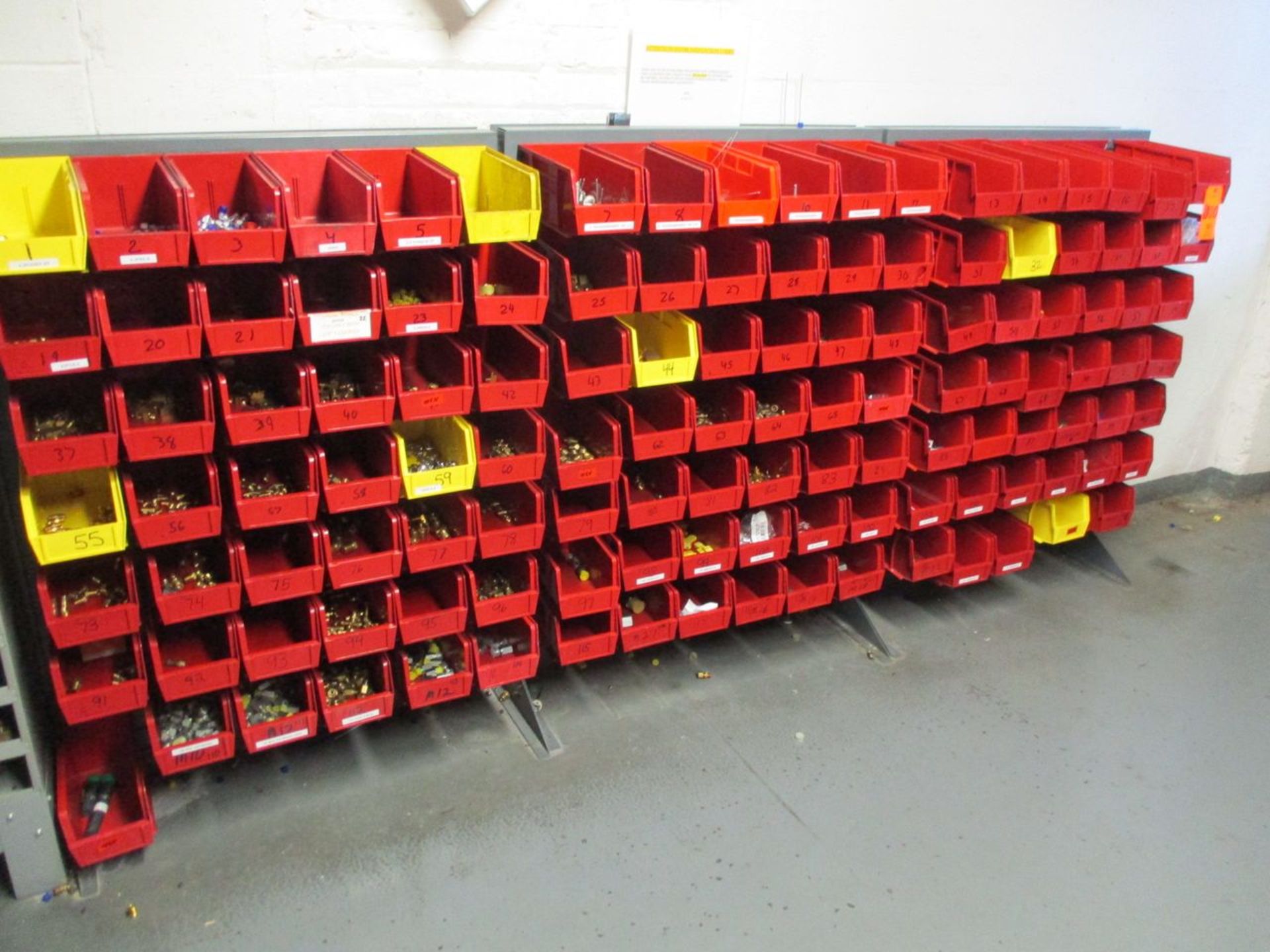 4' Steel Table with Vise, (2) Metal Part Bins and (3) Plastic Part Bin Racks (Prep Room Near Door - Image 5 of 8