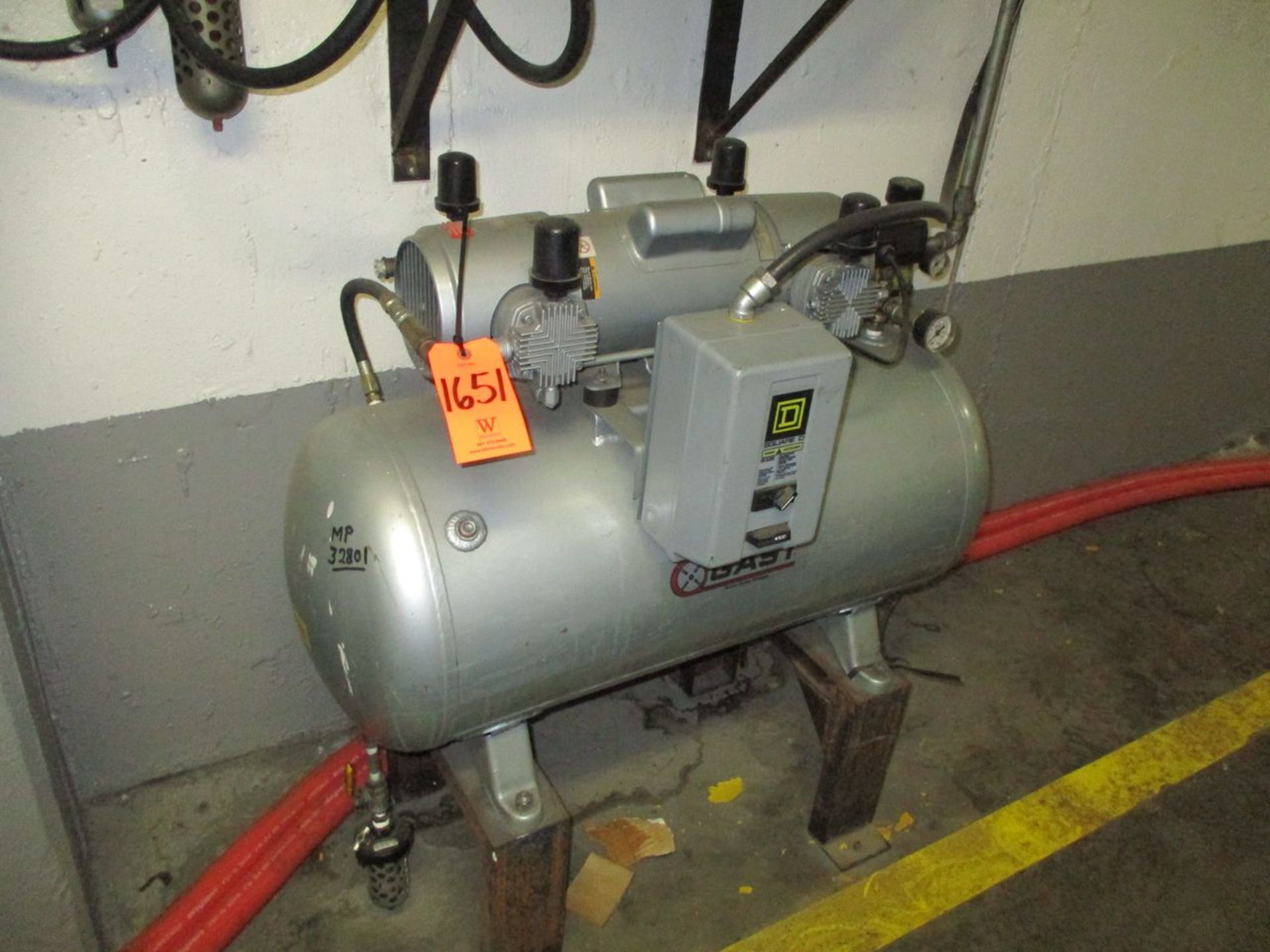 Gast 1-1/2 HP Horizontal Tank Mounted Vacuum Pump with Wilkerson Refrigerated Air Dryer (Basement