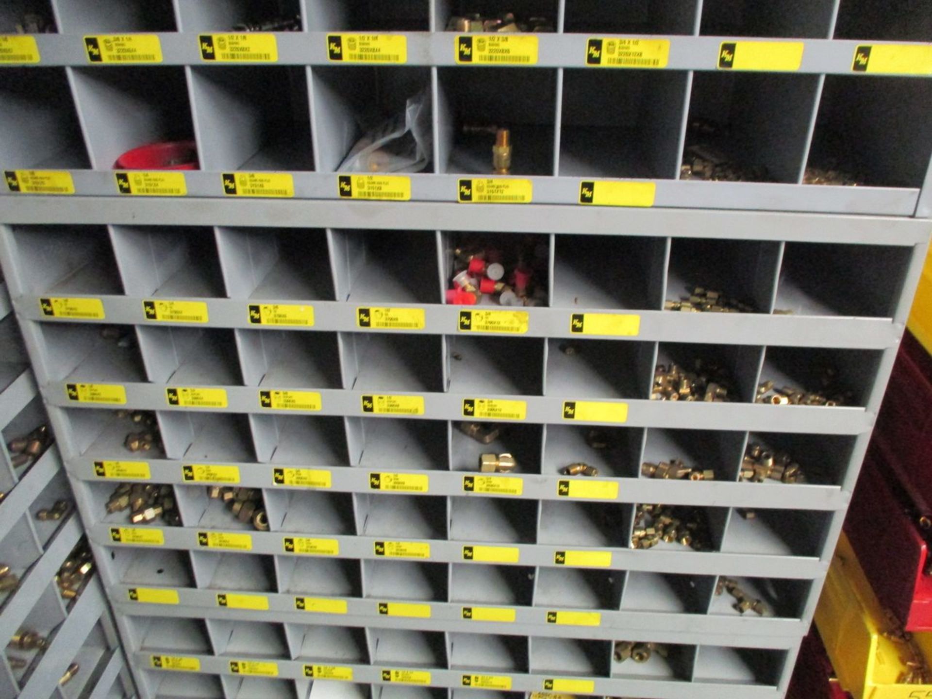 4' Steel Table with Vise, (2) Metal Part Bins and (3) Plastic Part Bin Racks (Prep Room Near Door - Image 4 of 8