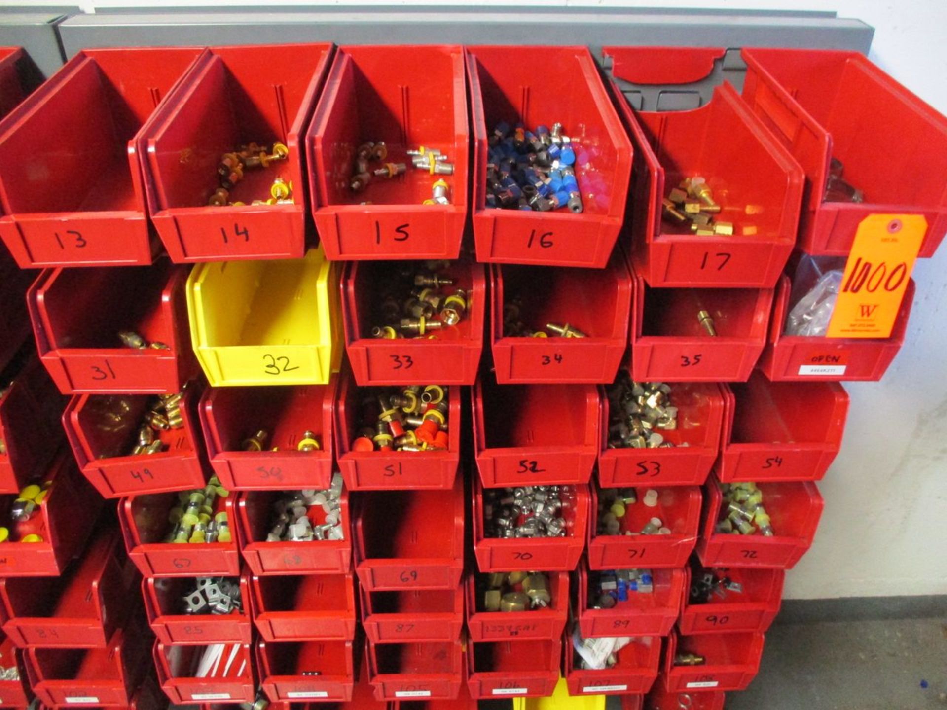 4' Steel Table with Vise, (2) Metal Part Bins and (3) Plastic Part Bin Racks (Prep Room Near Door - Image 8 of 8