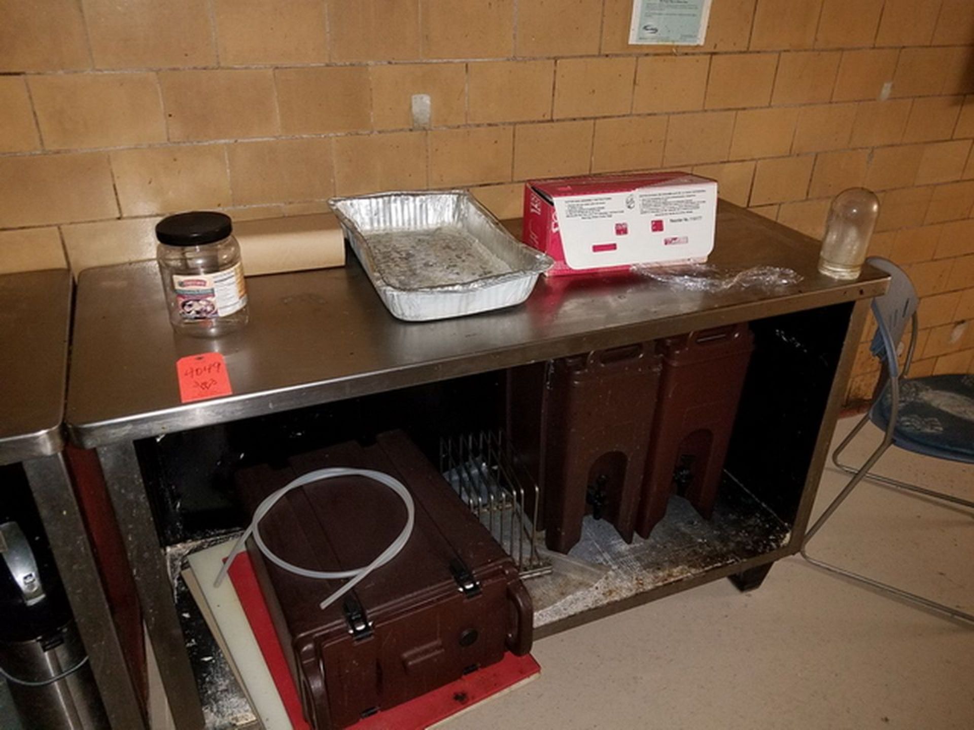 Lot of (3) Stainless Steel Food Preparation Tables, 24" x 60", includes contents. (Bsmt Cafeteria) - Image 4 of 4