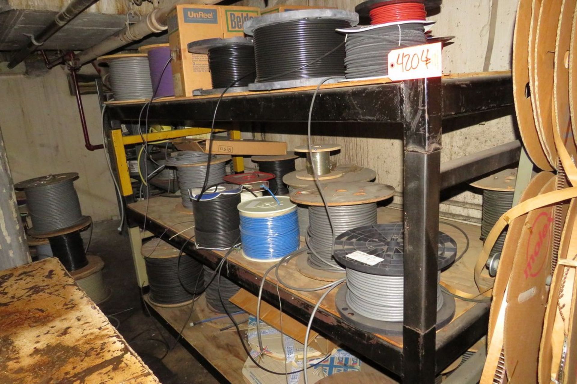Assorted Wire, Metal Storage Rack, 93" X 48" X 62"; (2) Metal Shelving Units; with Contents to