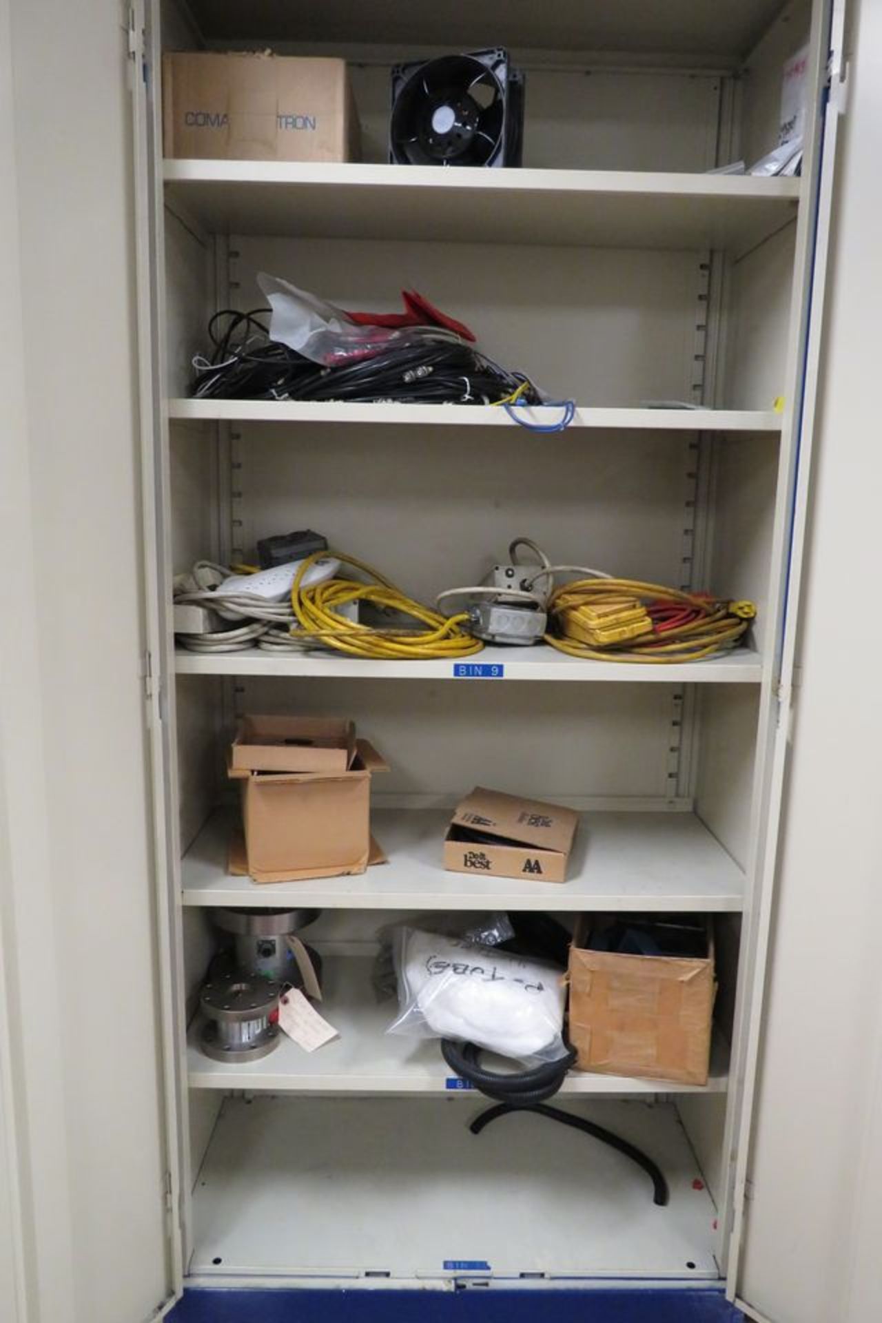 2-Door Metal Storage Cabinet with Contents to Include: Extension Cords, Cabling, DC Fan (Stress - Image 2 of 2