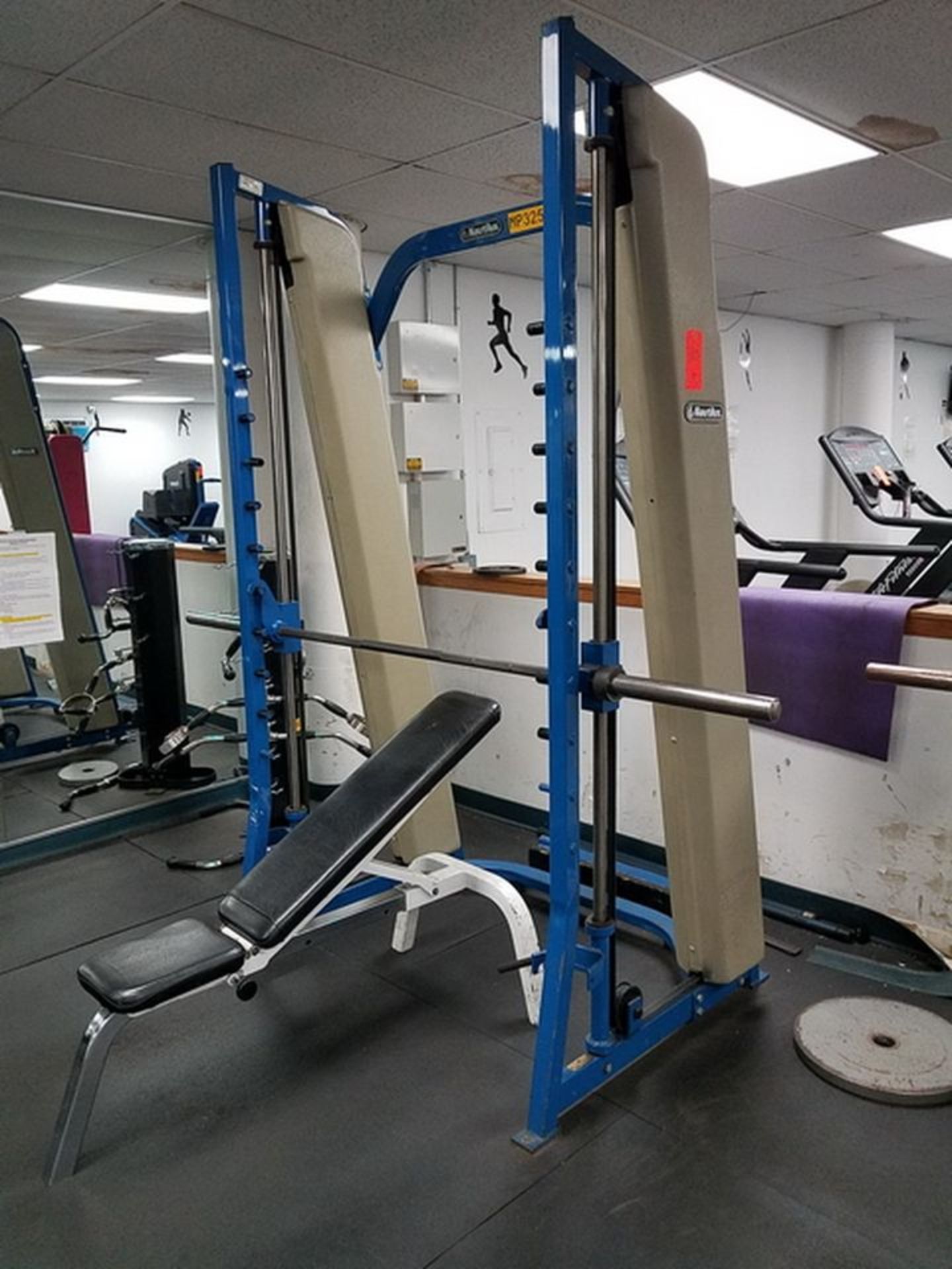 Squat Rack, includes incline bench & bar, no weights. A# 41614 Loc: Basement Fitness Room. (Bsmt